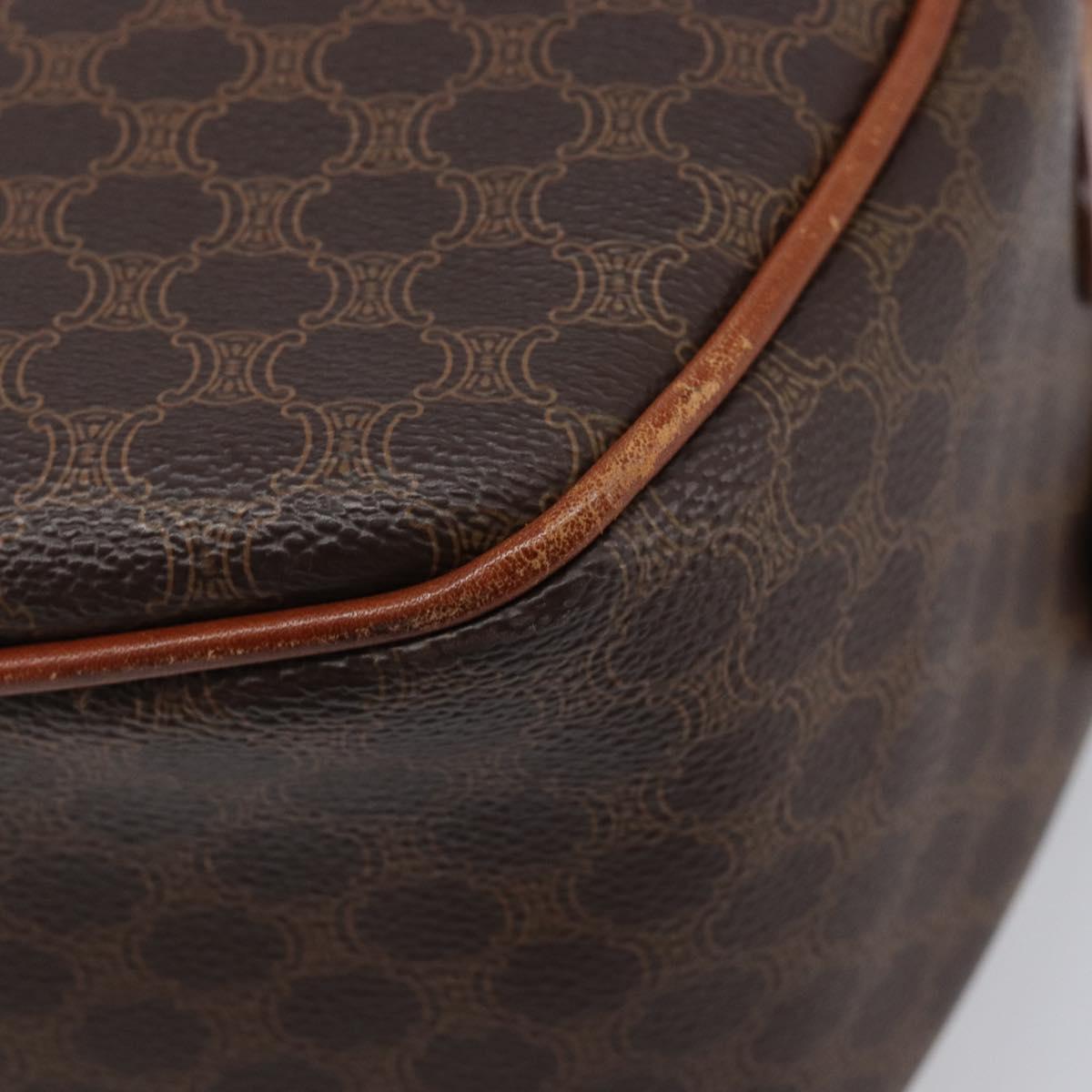 CELINE Macadam Canvas Hand Bag PVC Leather Brown Gold Auth ep15838