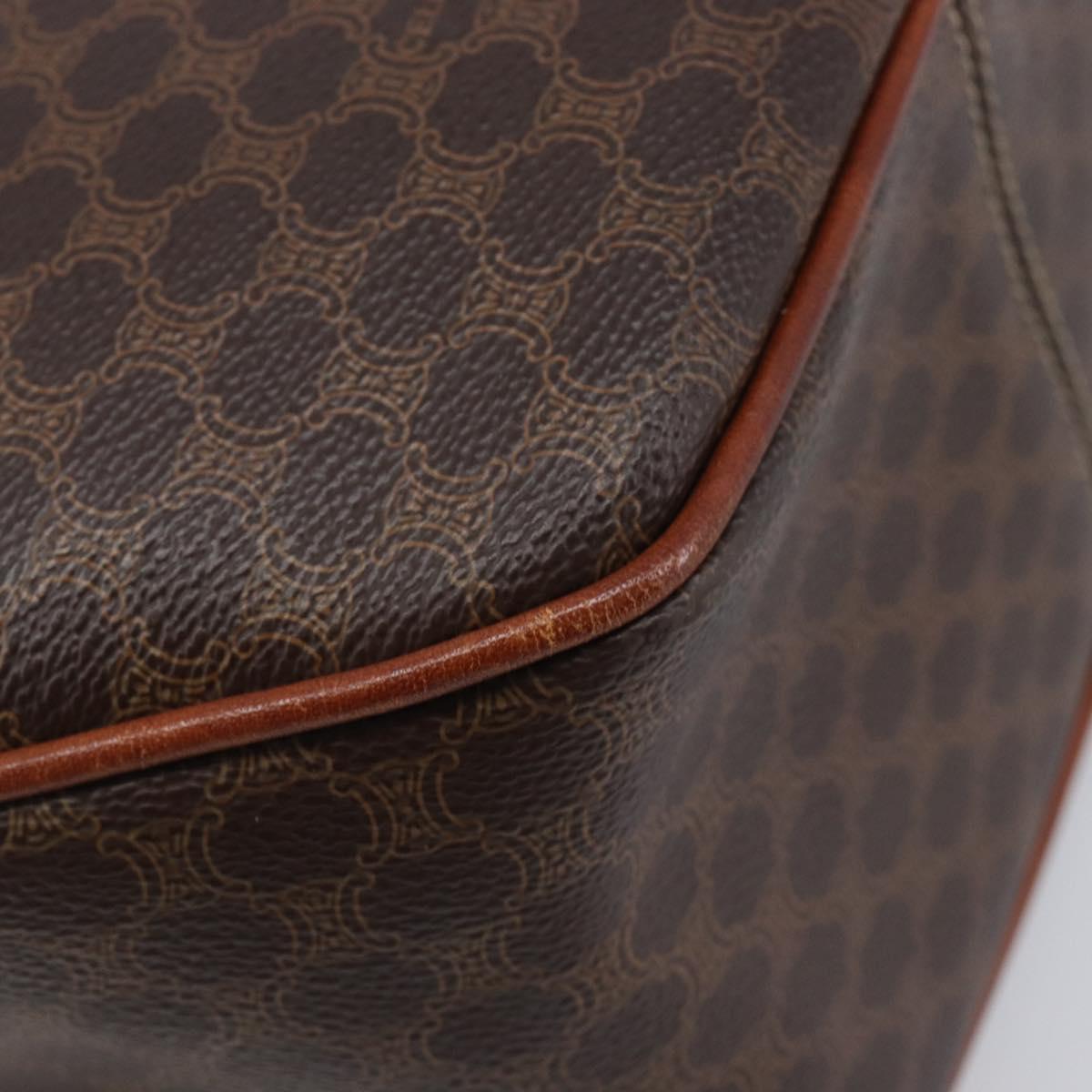 CELINE Macadam Canvas Hand Bag PVC Leather Brown Gold Auth ep15838