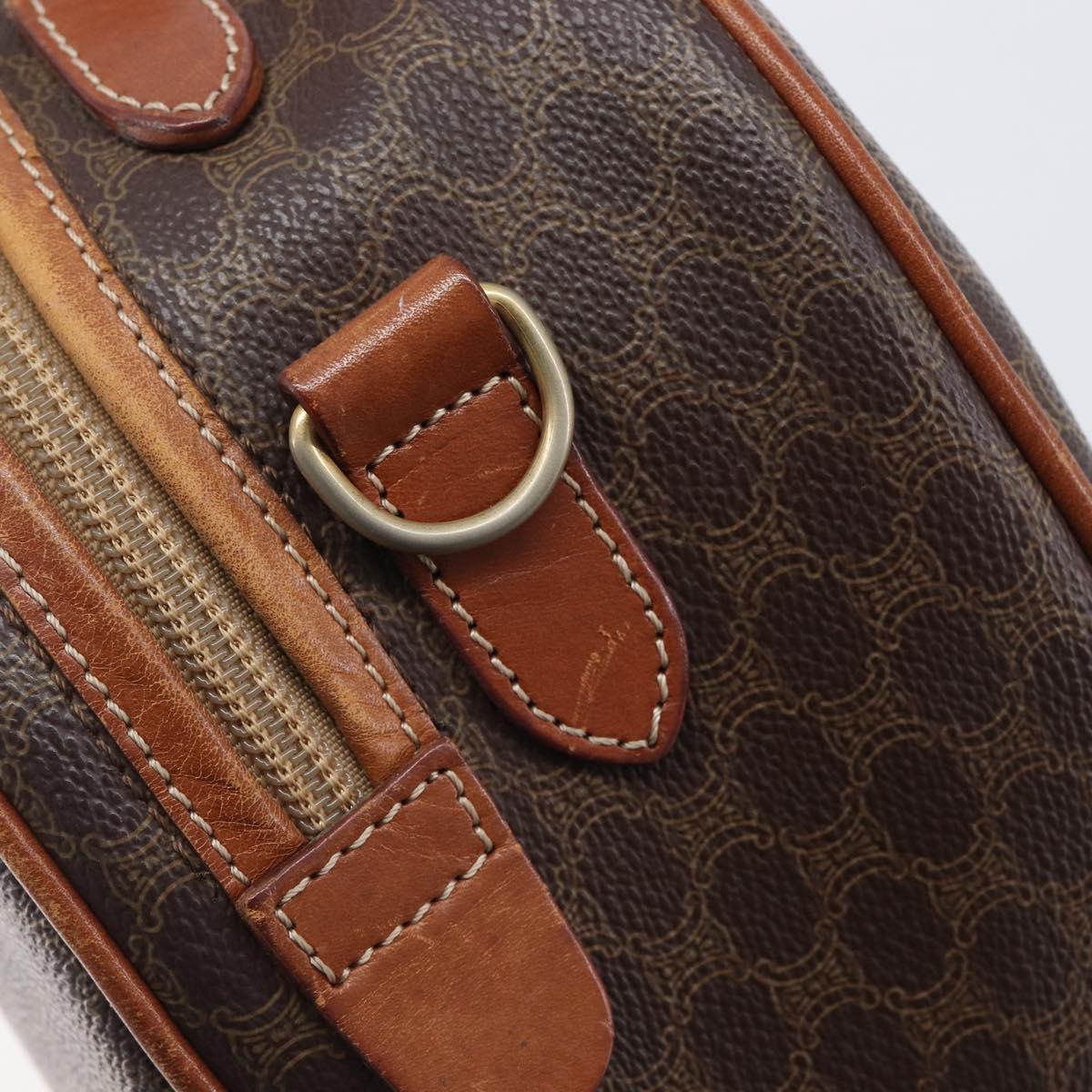 CELINE Macadam Canvas Hand Bag PVC Leather Brown Gold Auth ep15838