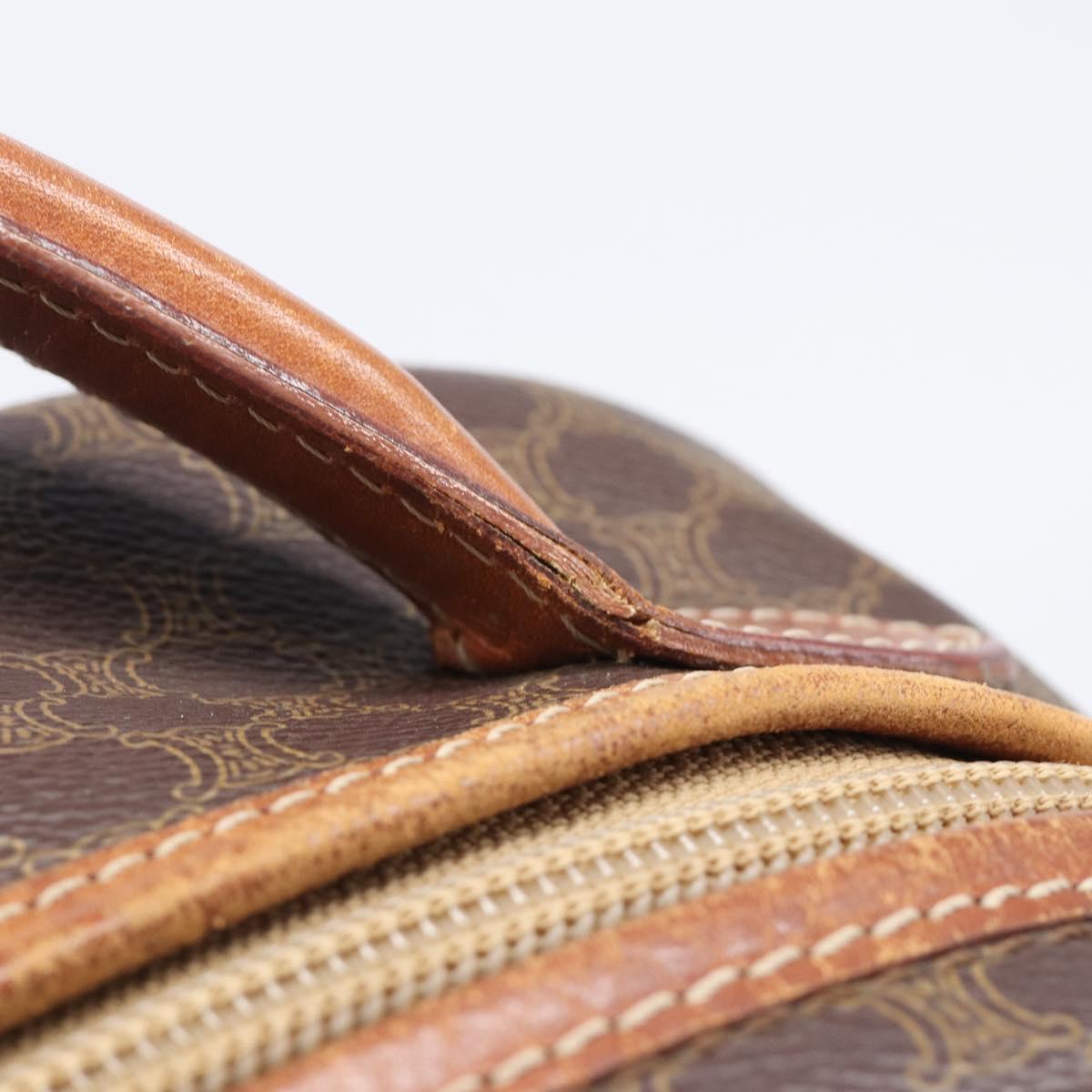 CELINE Macadam Canvas Hand Bag PVC Leather Brown Gold Auth ep15838