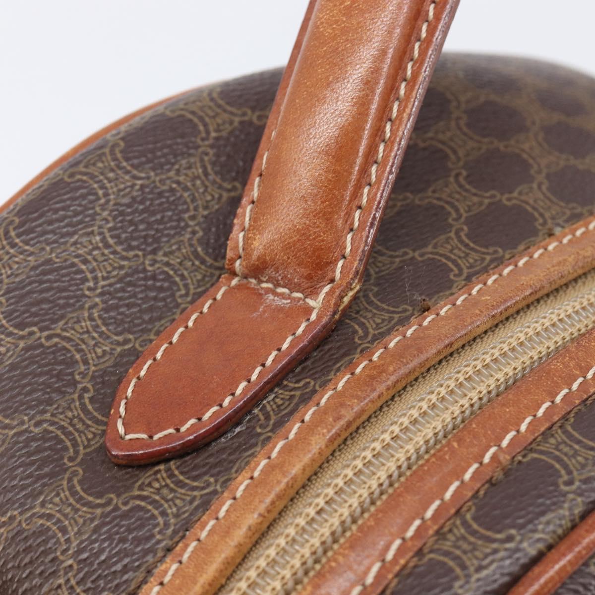 CELINE Macadam Canvas Hand Bag PVC Leather Brown Gold Auth ep15838