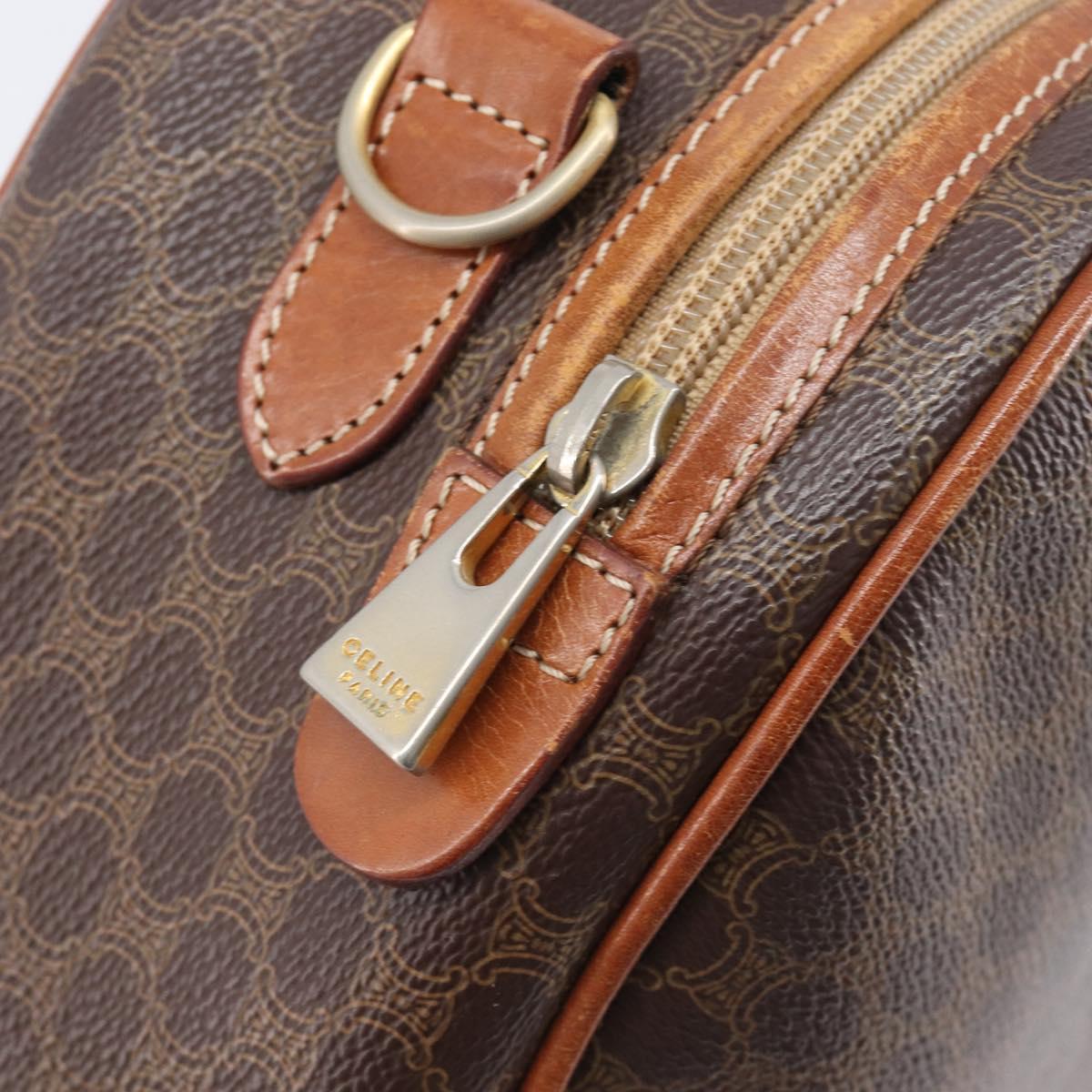 CELINE Macadam Canvas Hand Bag PVC Leather Brown Gold Auth ep15838