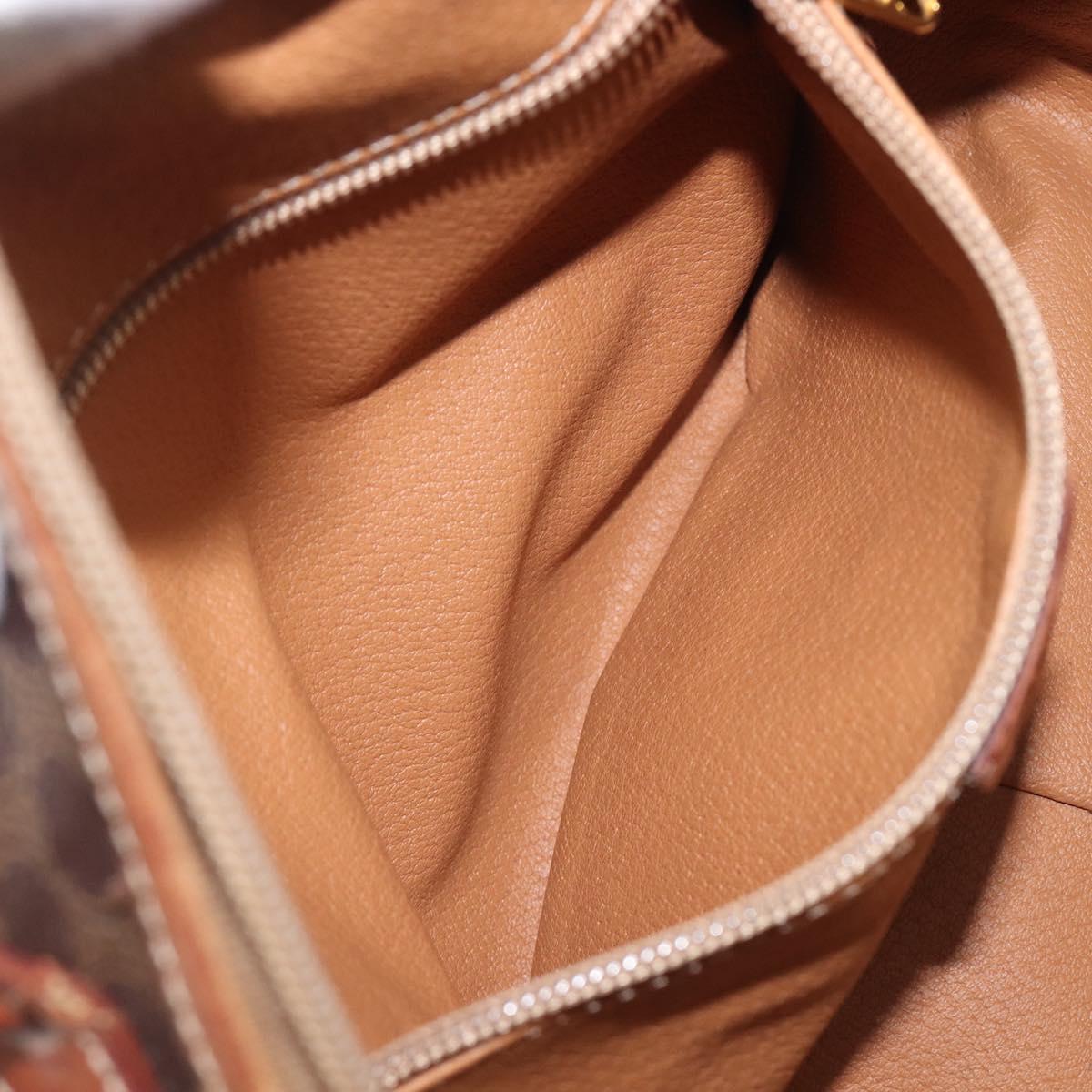 CELINE Macadam Canvas Hand Bag PVC Leather Brown Gold Auth ep15838