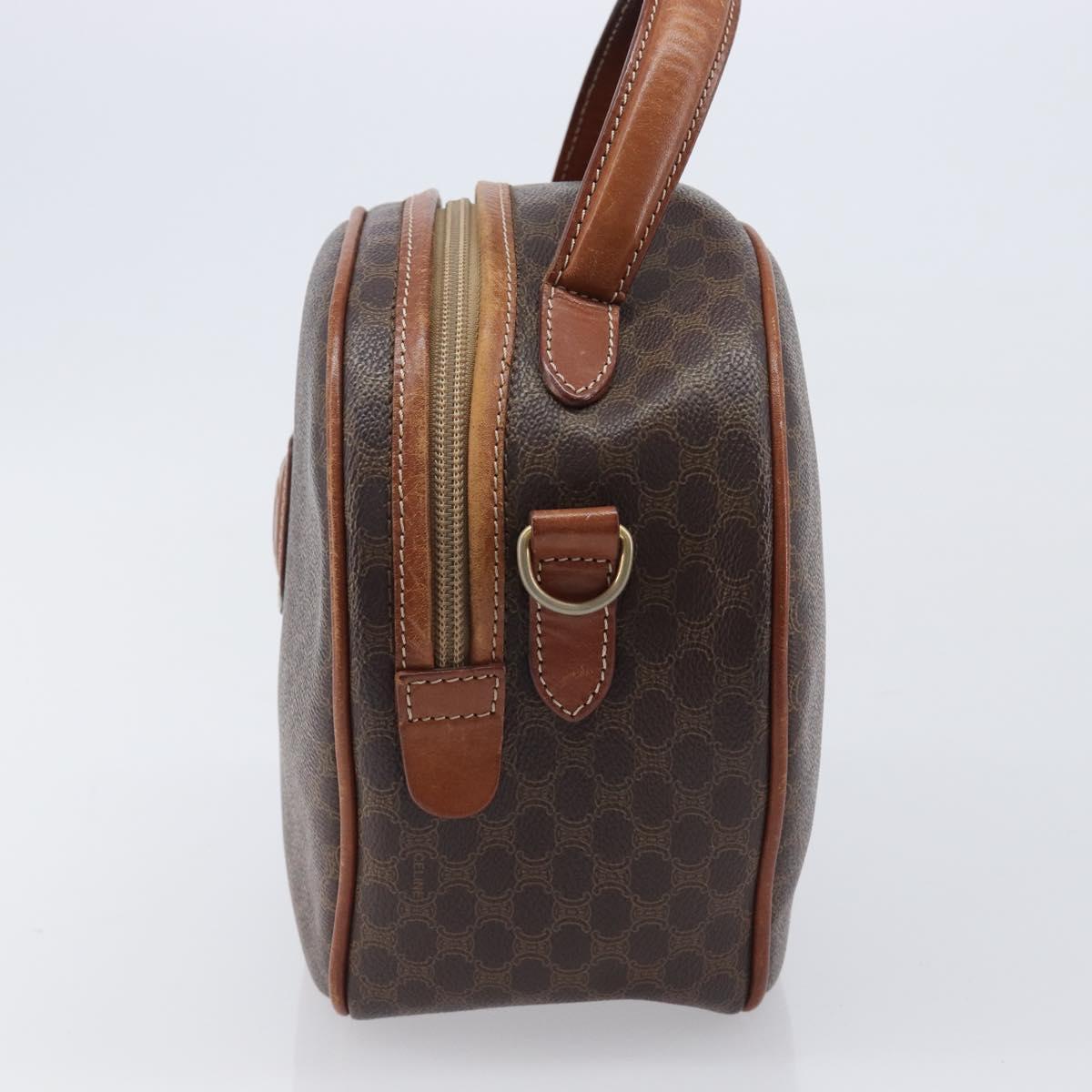 CELINE Macadam Canvas Hand Bag PVC Leather Brown Gold Auth ep15838