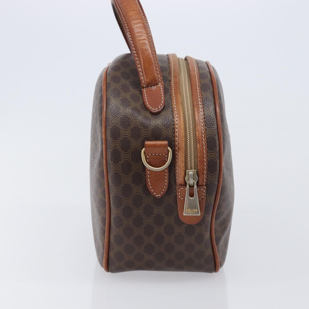 CELINE Macadam Canvas Hand Bag PVC Leather Brown Gold Auth ep15838