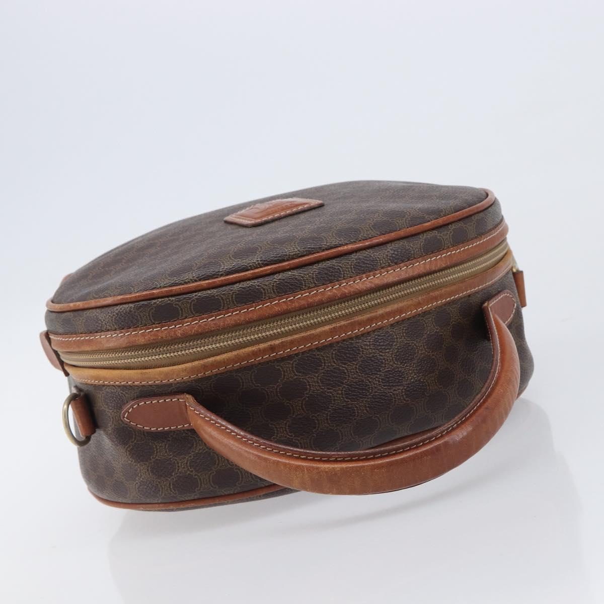 CELINE Macadam Canvas Hand Bag PVC Leather Brown Gold Auth ep15838