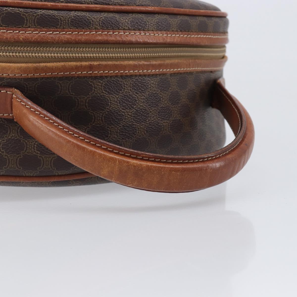 CELINE Macadam Canvas Hand Bag PVC Leather Brown Gold Auth ep15838