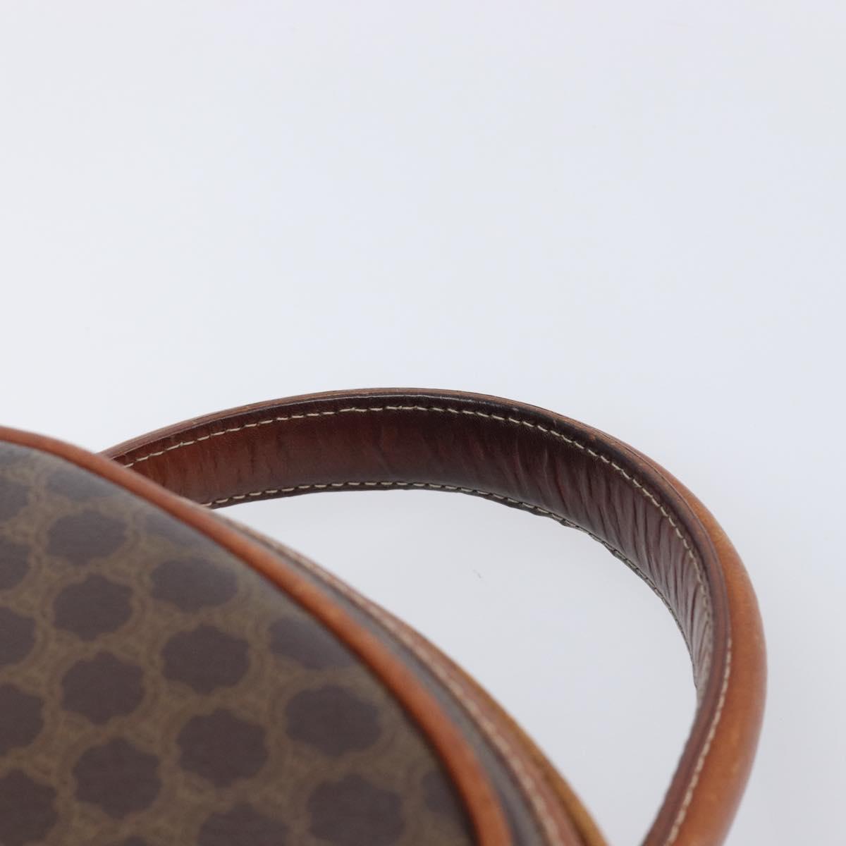 CELINE Macadam Canvas Hand Bag PVC Leather Brown Gold Auth ep15838