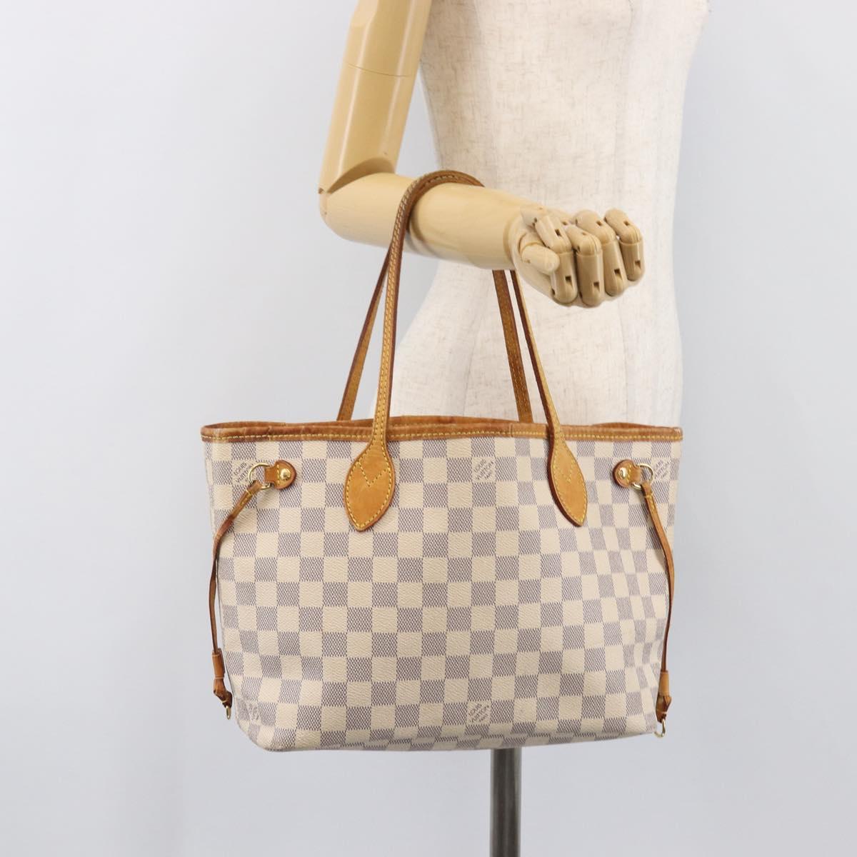 LOUIS VUITTON Damier Azur Neverfull PM Tote Bag N41362 LV Auth ep15839