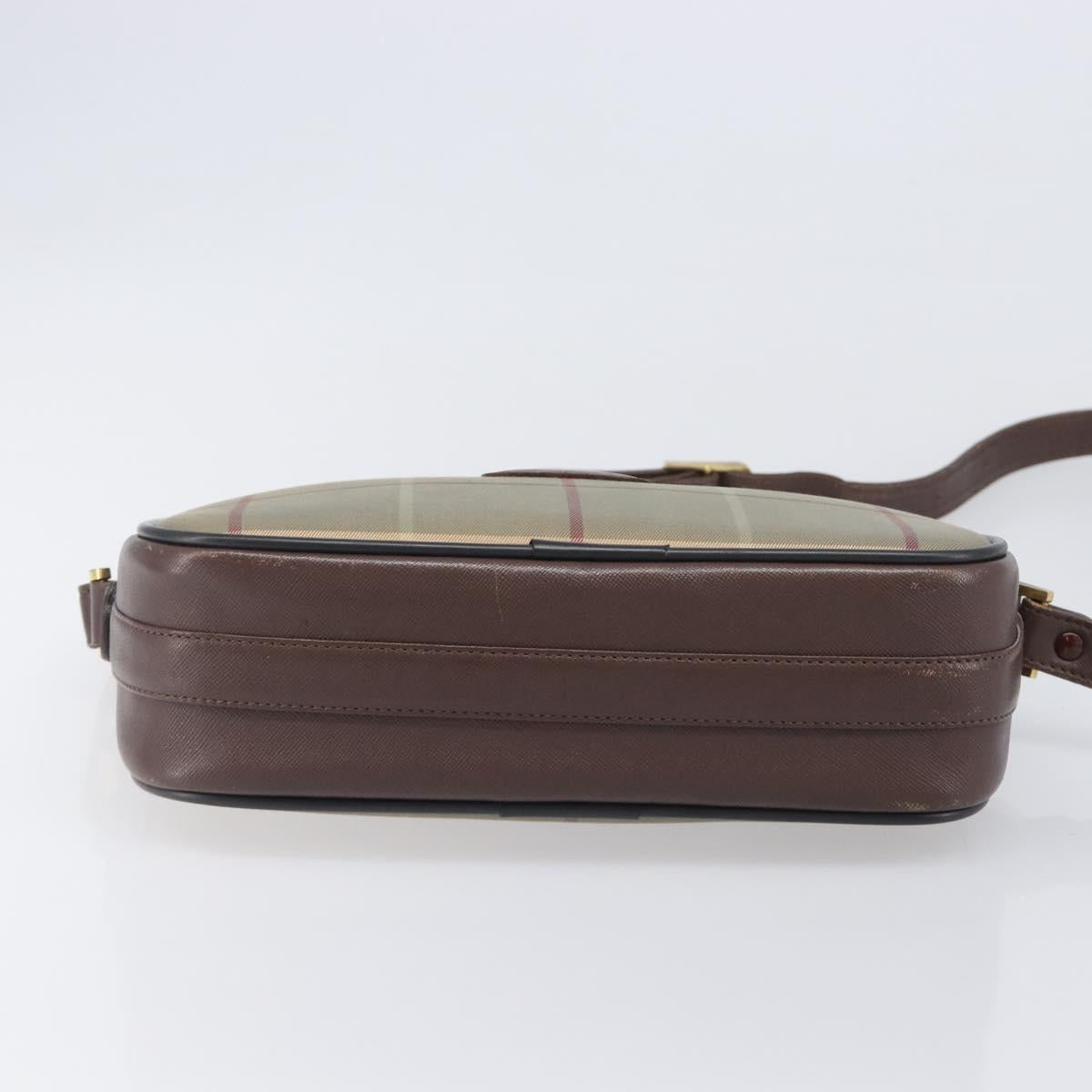 Burberrys Nova Check Shoulder Bag Canvas Beige Gold Auth ep15843