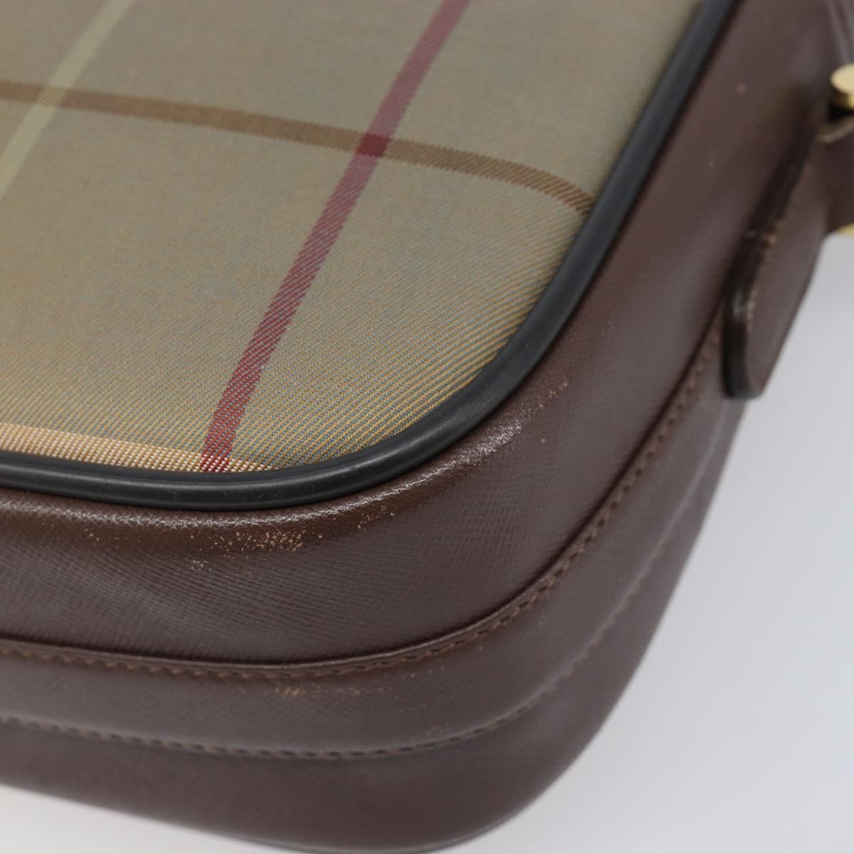 Burberrys Nova Check Shoulder Bag Canvas Beige Gold Auth ep15843