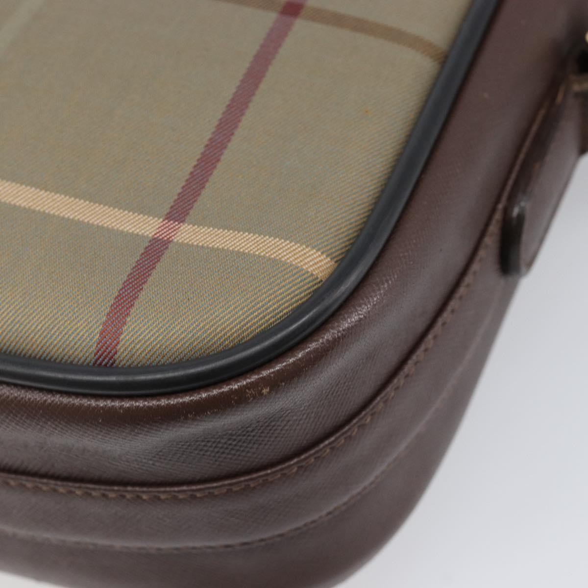 Burberrys Nova Check Shoulder Bag Canvas Beige Gold Auth ep15843