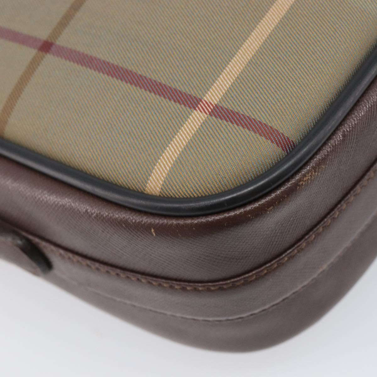 Burberrys Nova Check Shoulder Bag Canvas Beige Gold Auth ep15843