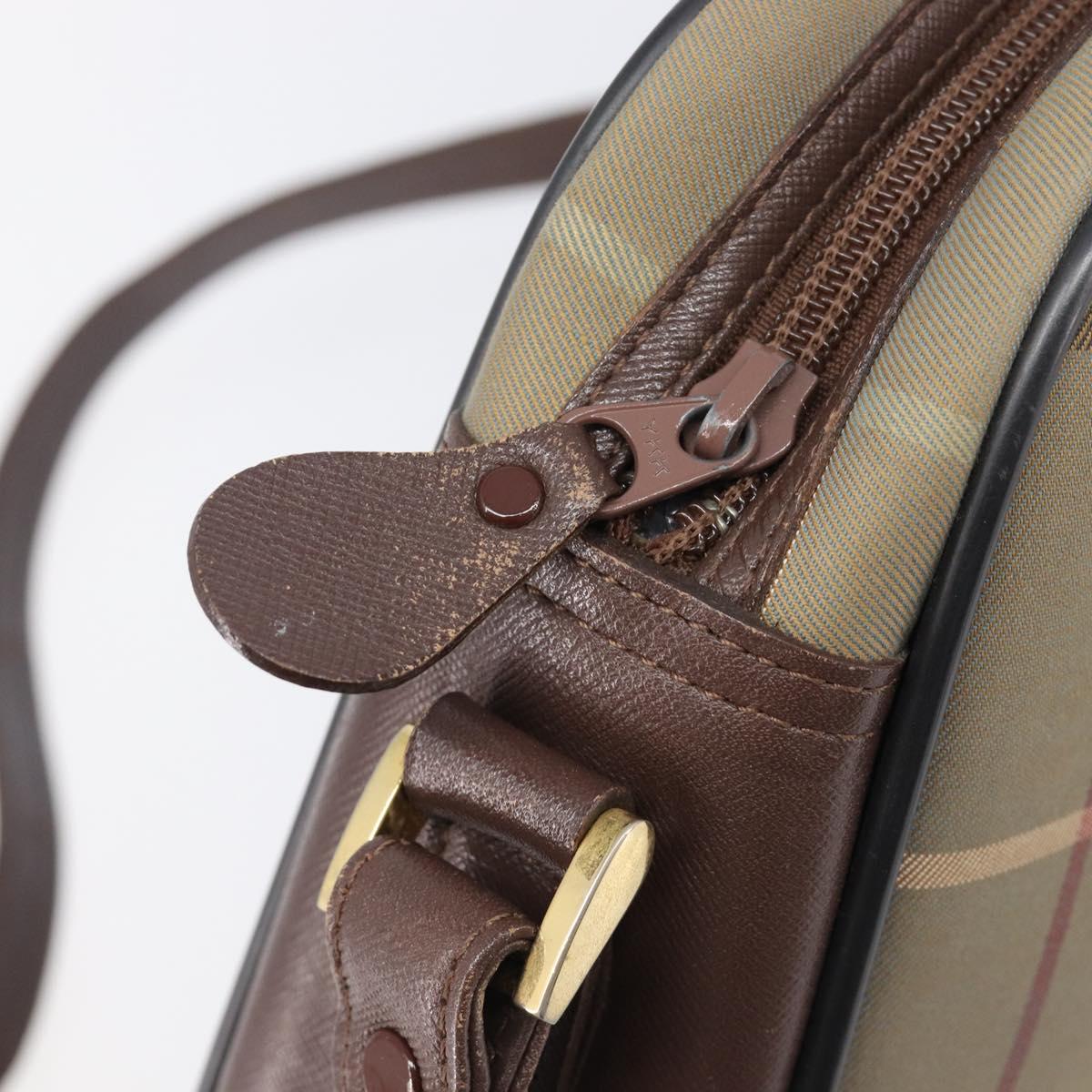 Burberrys Nova Check Shoulder Bag Canvas Beige Gold Auth ep15843