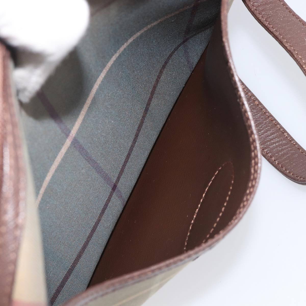Burberrys Nova Check Shoulder Bag Canvas Beige Gold Auth ep15843