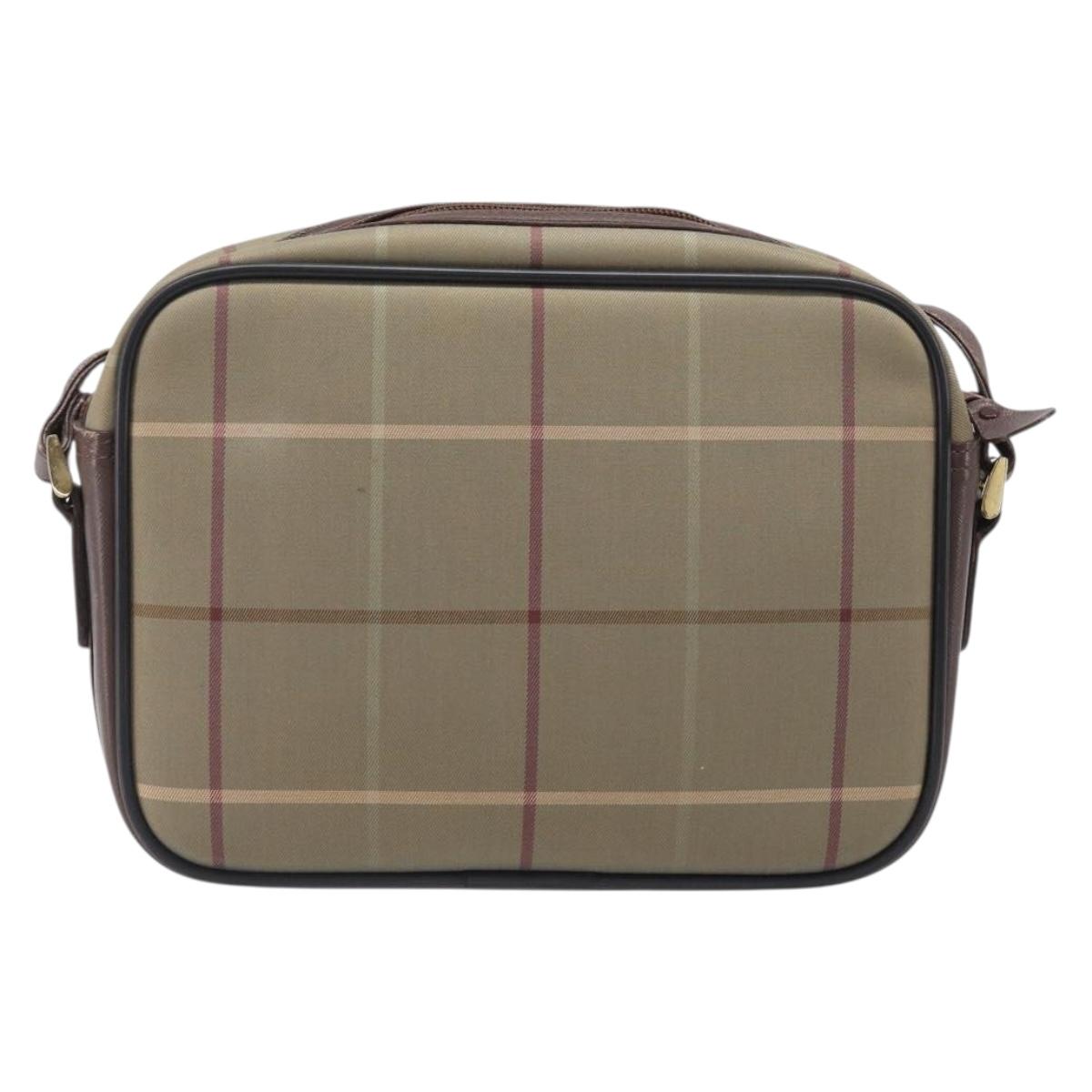 Burberrys Nova Check Shoulder Bag Canvas Beige Gold Auth ep15843
