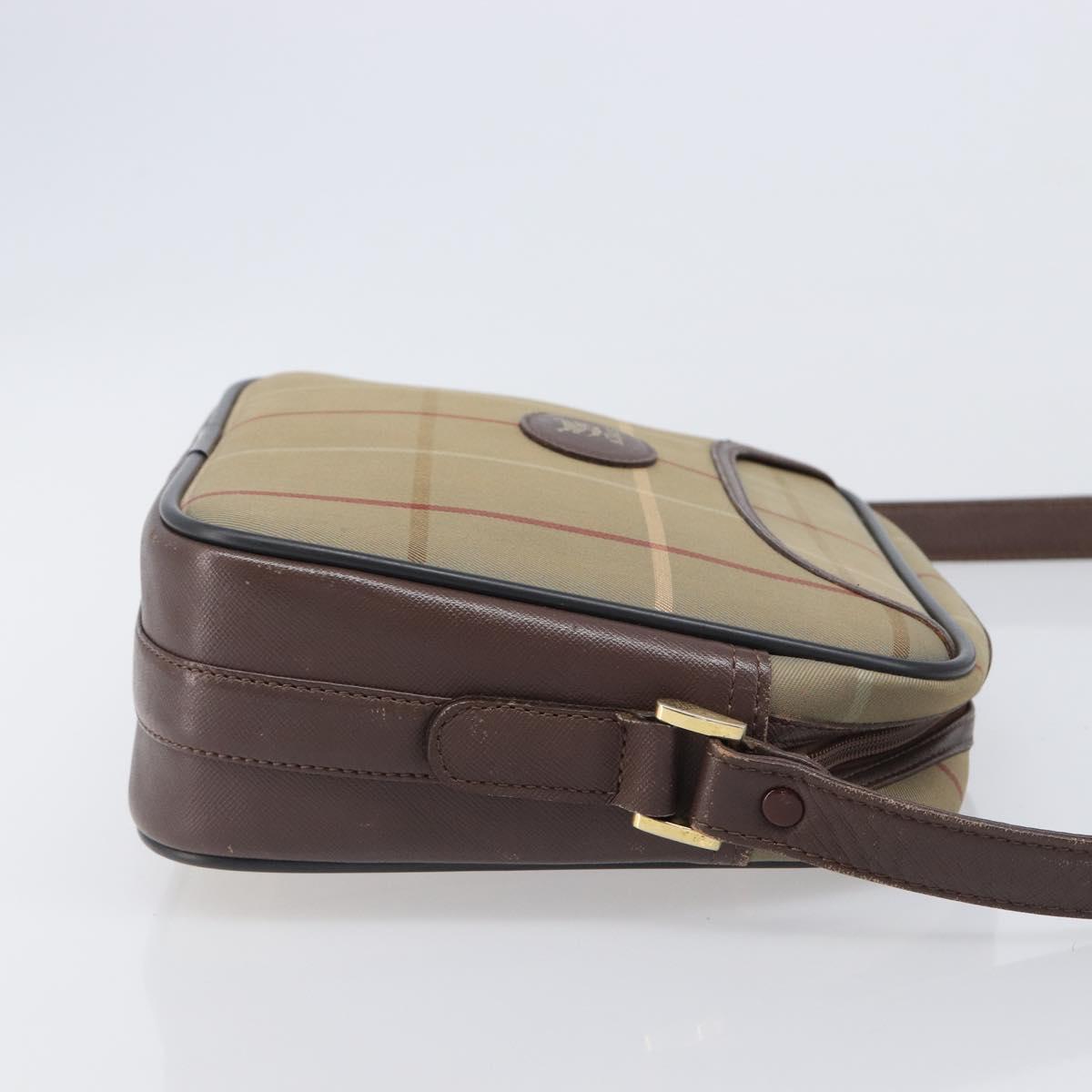 Burberrys Nova Check Shoulder Bag Canvas Beige Gold Auth ep15843
