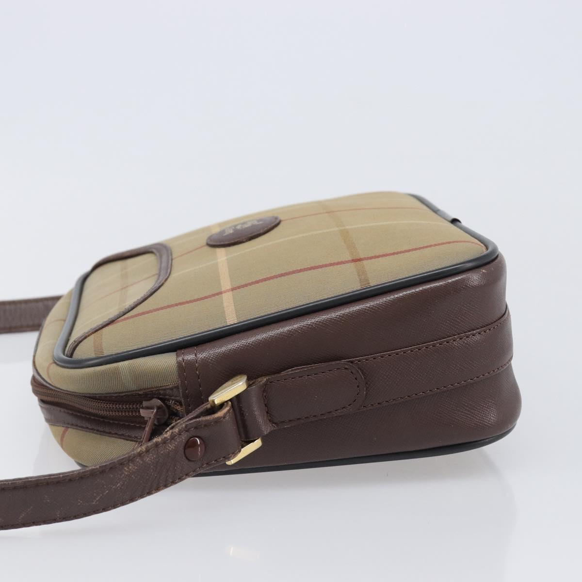 Burberrys Nova Check Shoulder Bag Canvas Beige Gold Auth ep15843