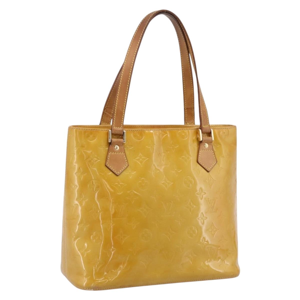 LOUIS VUITTON Monogram Vernis Houston Hand Bag Beige M91004 LV Auth ep15845