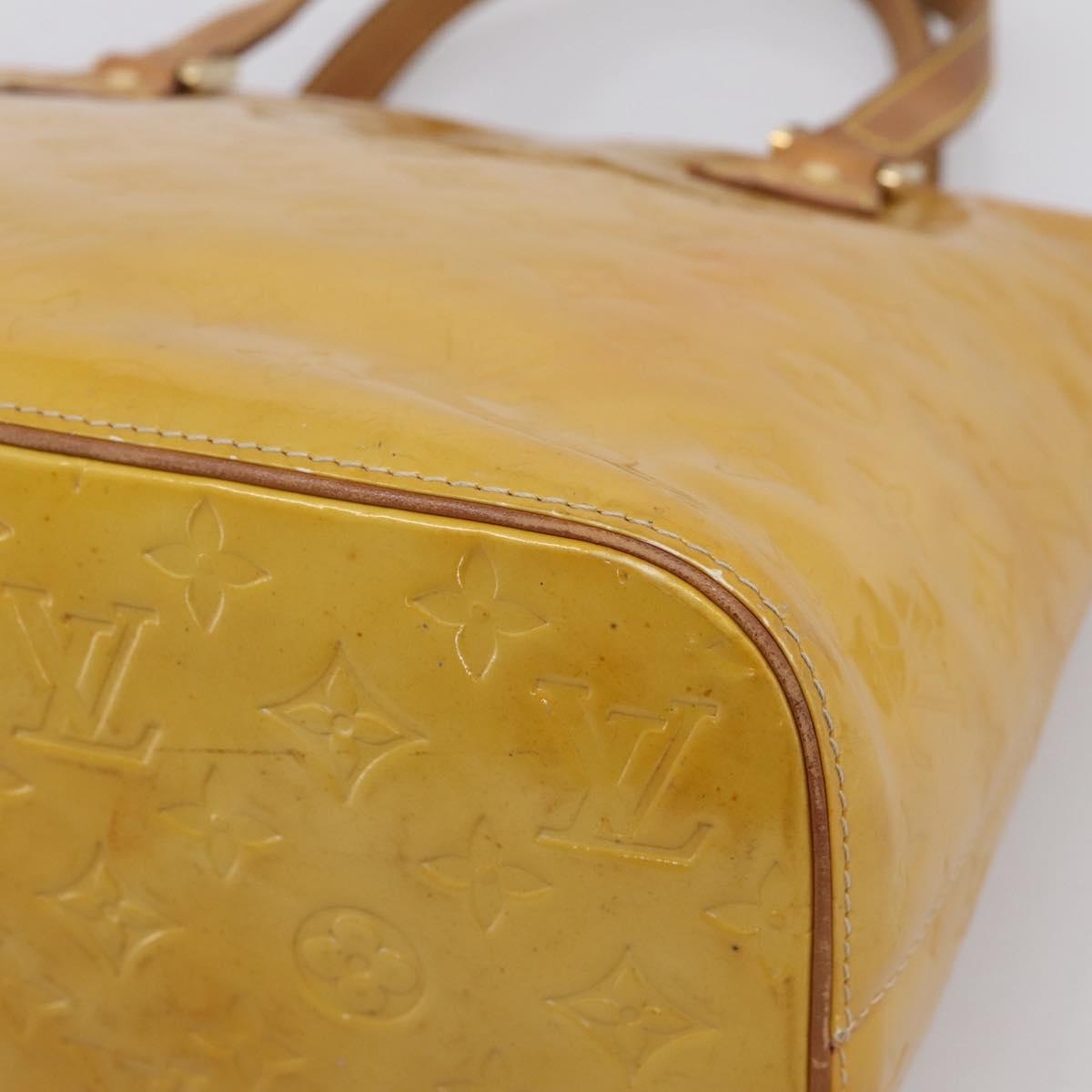 LOUIS VUITTON Monogram Vernis Houston Hand Bag Beige M91004 LV Auth ep15845