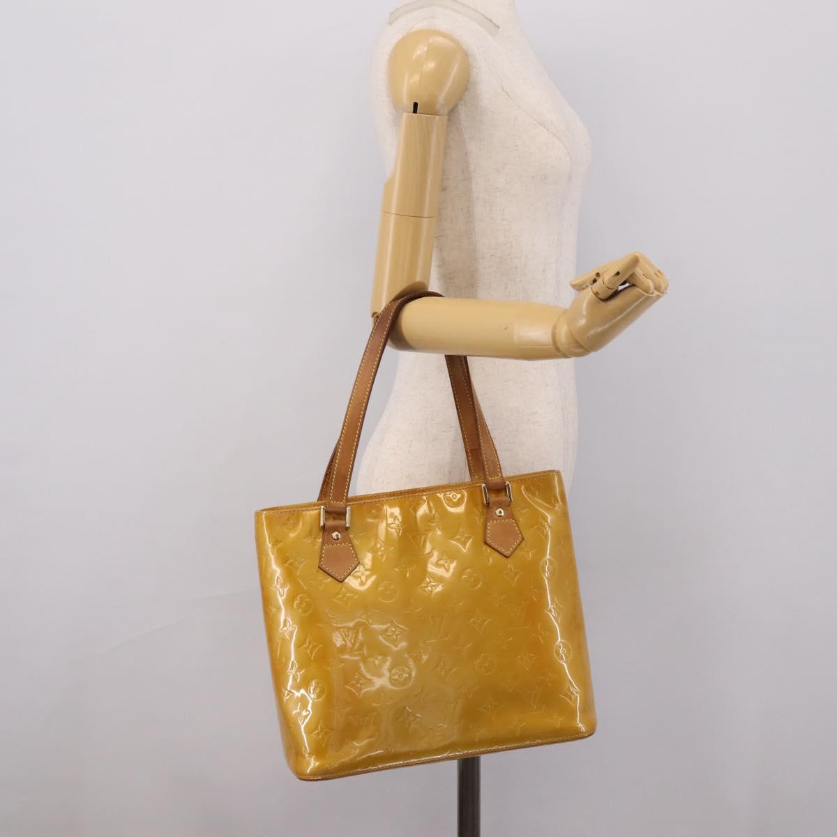 LOUIS VUITTON Monogram Vernis Houston Hand Bag Beige M91004 LV Auth ep15845
