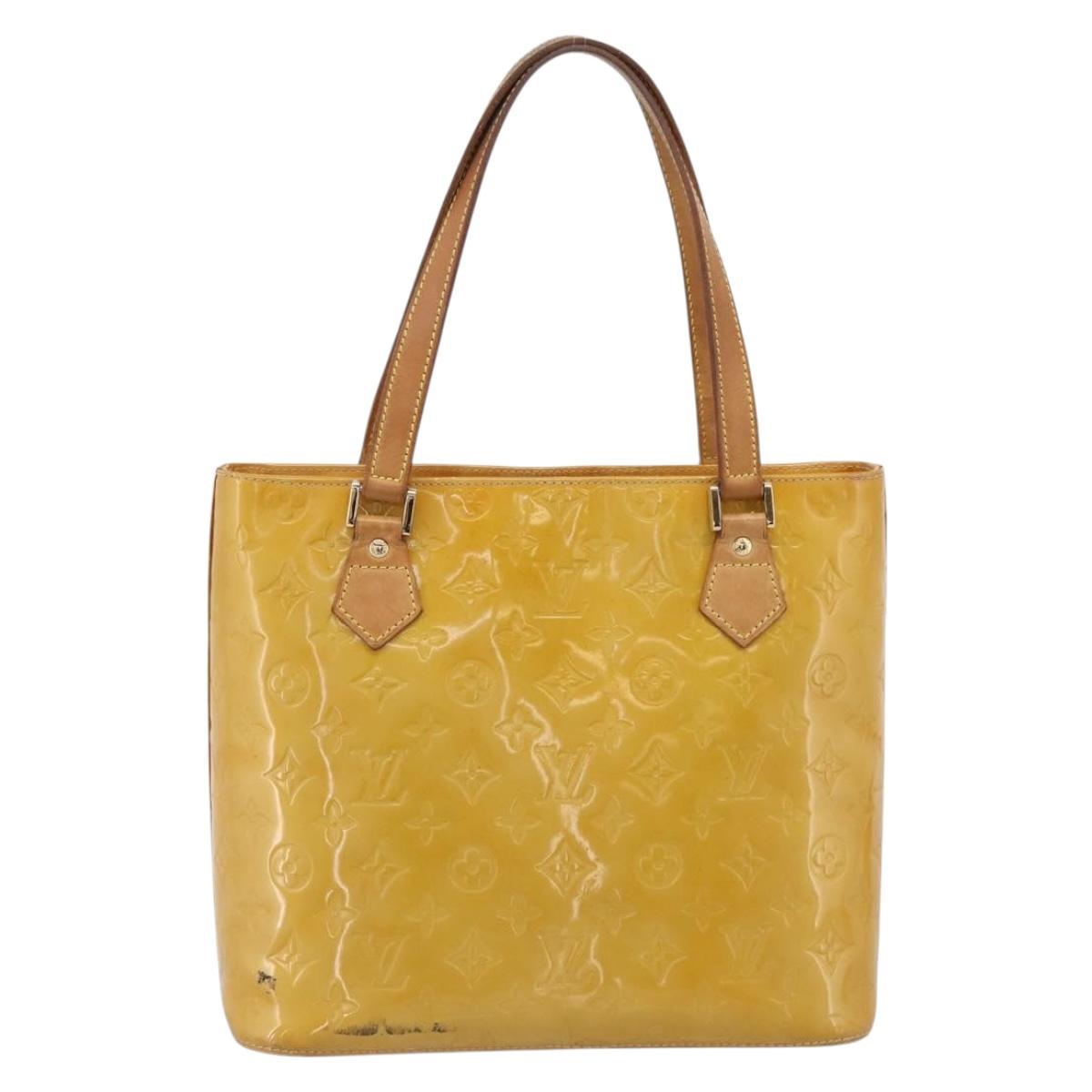 LOUIS VUITTON Monogram Vernis Houston Hand Bag Beige M91004 LV Auth ep15845