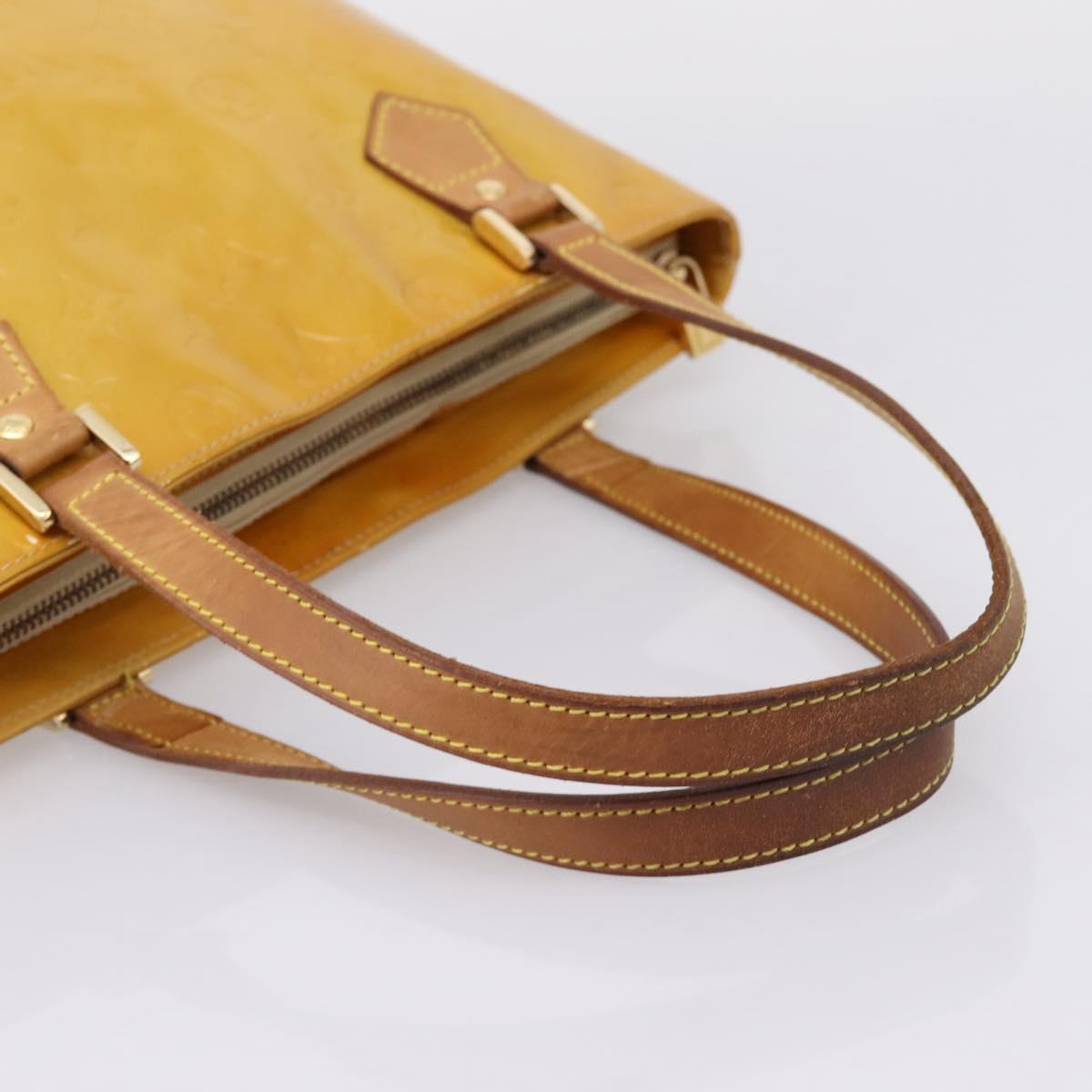 LOUIS VUITTON Monogram Vernis Houston Hand Bag Beige M91004 LV Auth ep15845