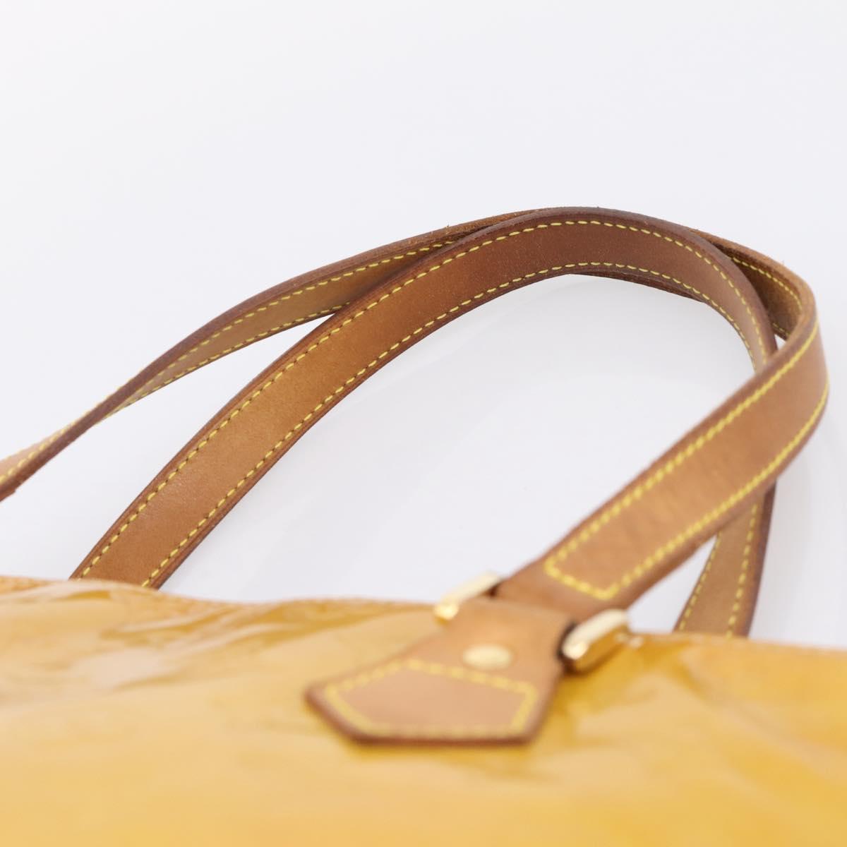 LOUIS VUITTON Monogram Vernis Houston Hand Bag Beige M91004 LV Auth ep15845