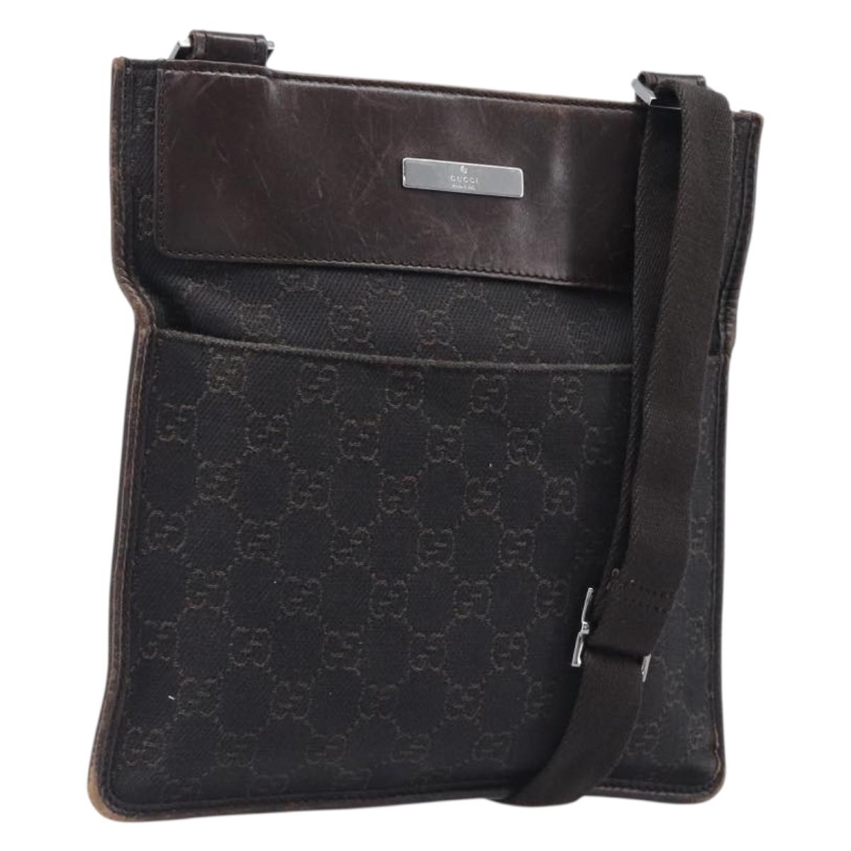 GUCCI GG Canvas Shoulder Bag Black Silver 27639 Auth ep15846