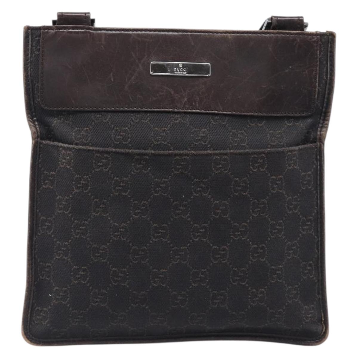 GUCCI GG Canvas Shoulder Bag Black Silver 27639 Auth ep15846