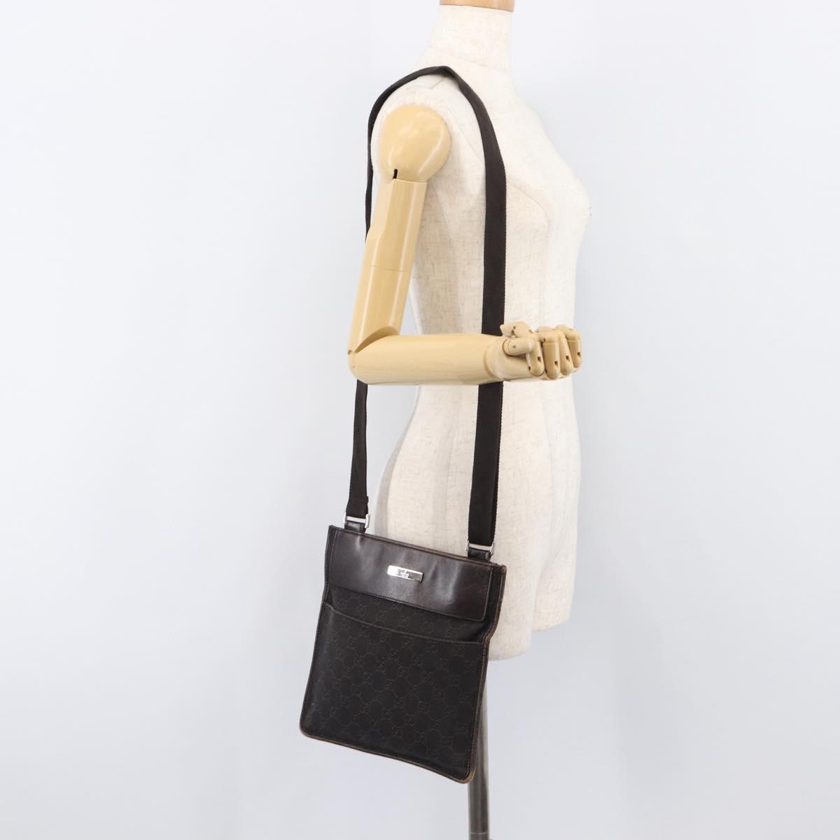GUCCI GG Canvas Shoulder Bag Black Silver 27639 Auth ep15846