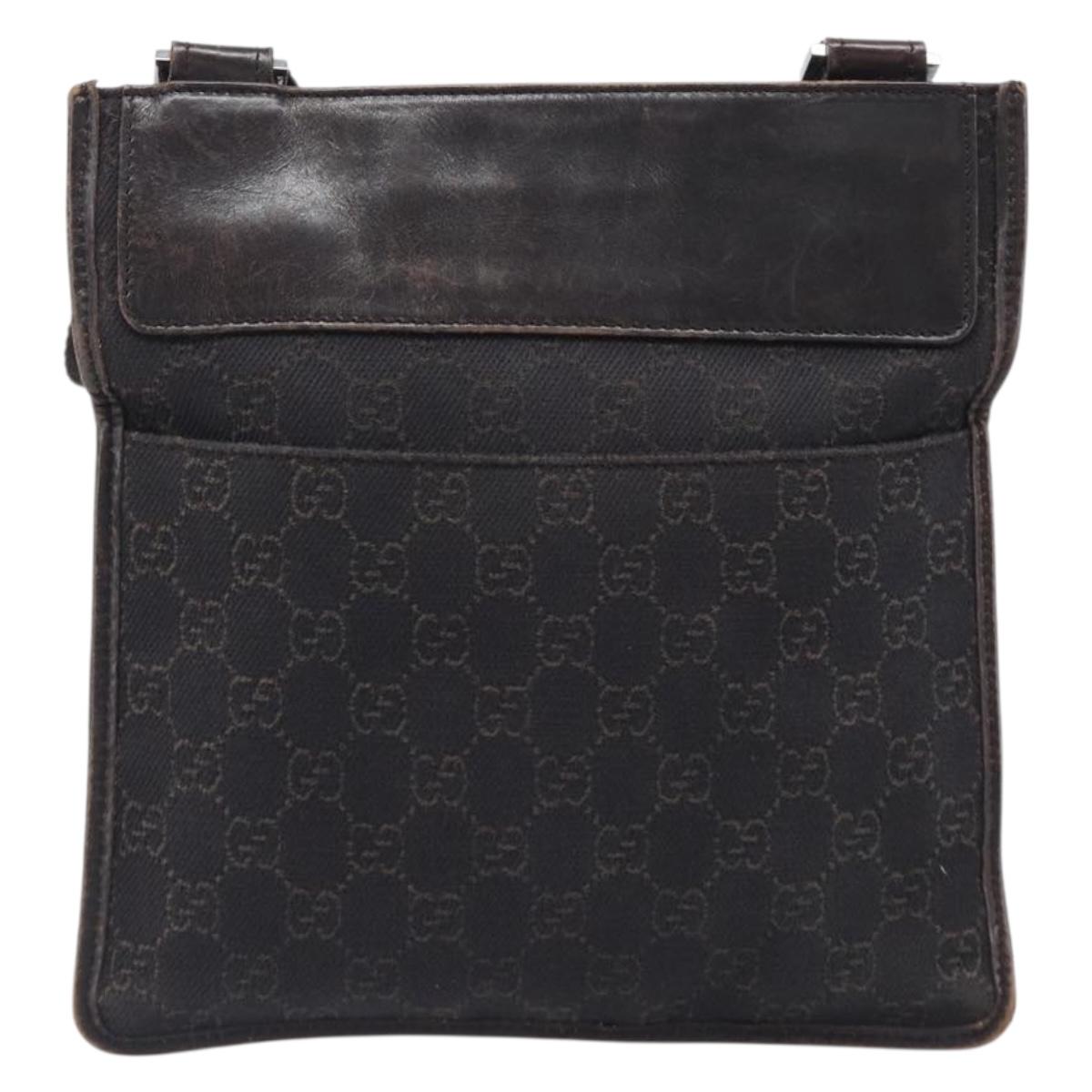 GUCCI GG Canvas Shoulder Bag Black Silver 27639 Auth ep15846