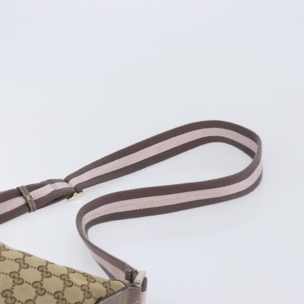 GUCCI GG Canvas Sherry Line Shoulder Bag Beige Gold 181092 Auth ep15849