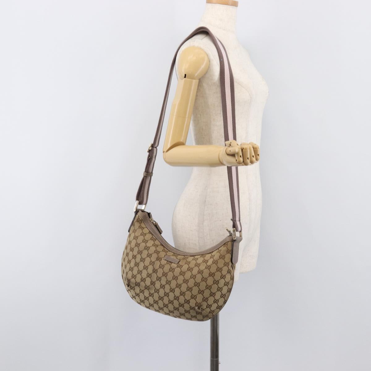 GUCCI GG Canvas Sherry Line Shoulder Bag Beige Gold 181092 Auth ep15849