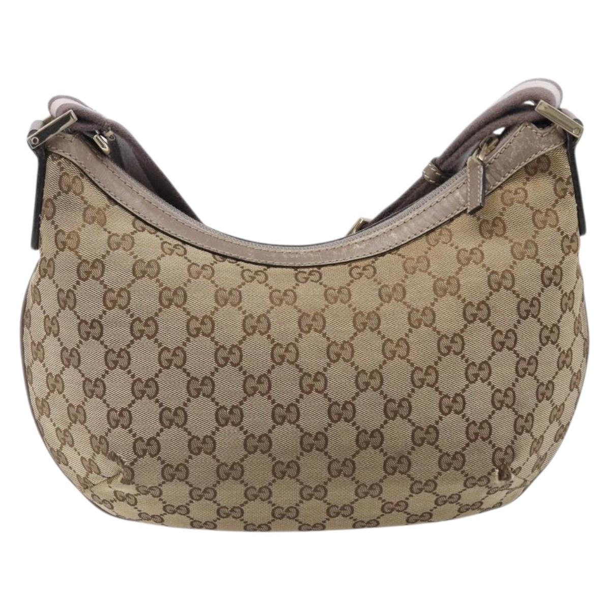 GUCCI GG Canvas Sherry Line Shoulder Bag Beige Gold 181092 Auth ep15849