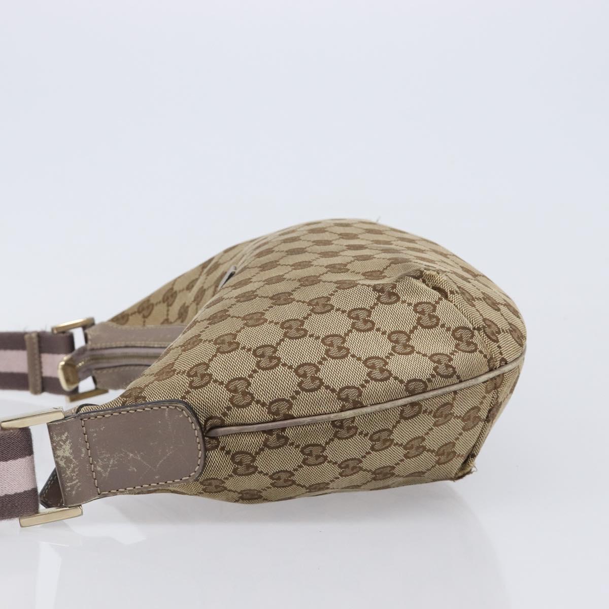 GUCCI GG Canvas Sherry Line Shoulder Bag Beige Gold 181092 Auth ep15849