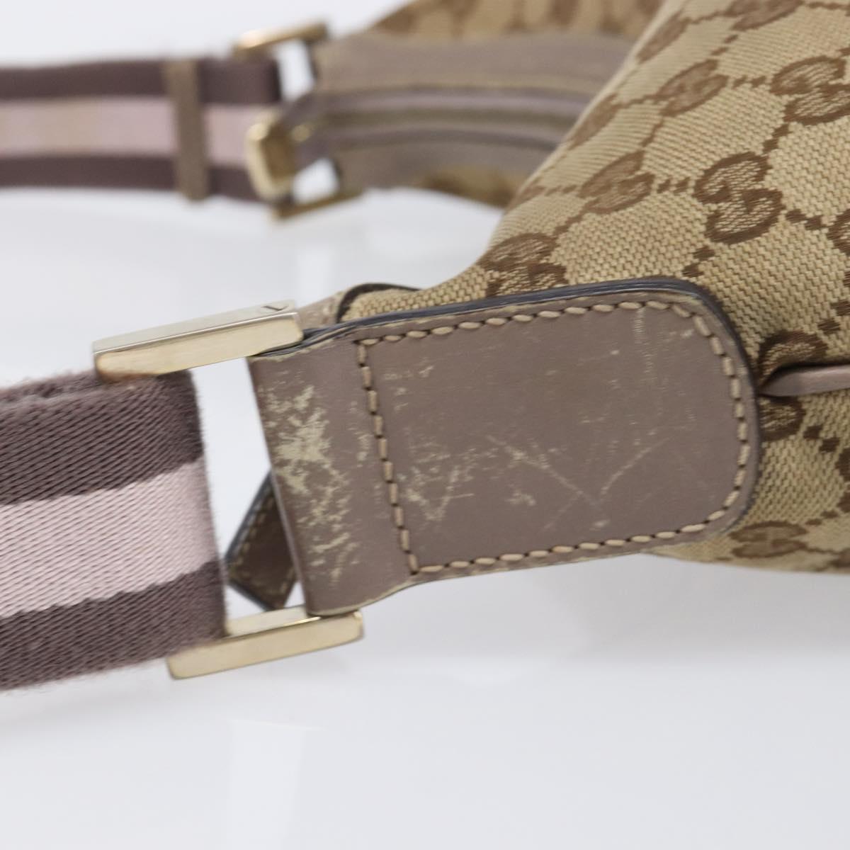 GUCCI GG Canvas Sherry Line Shoulder Bag Beige Gold 181092 Auth ep15849