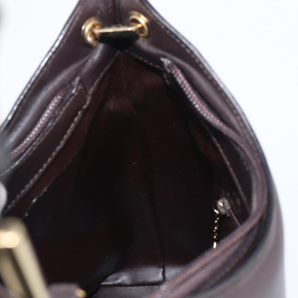 GUCCI Bamboo Hand Bag Leather Dark Brown Gold 001 3008 Auth ep15854