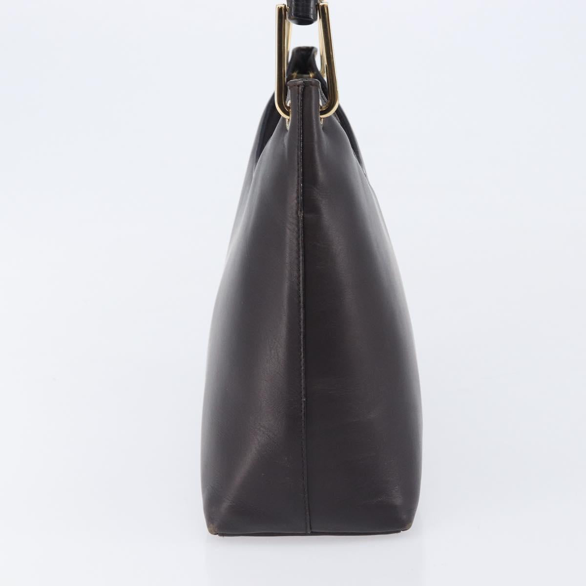 GUCCI Bamboo Hand Bag Leather Dark Brown Gold 001 3008 Auth ep15854