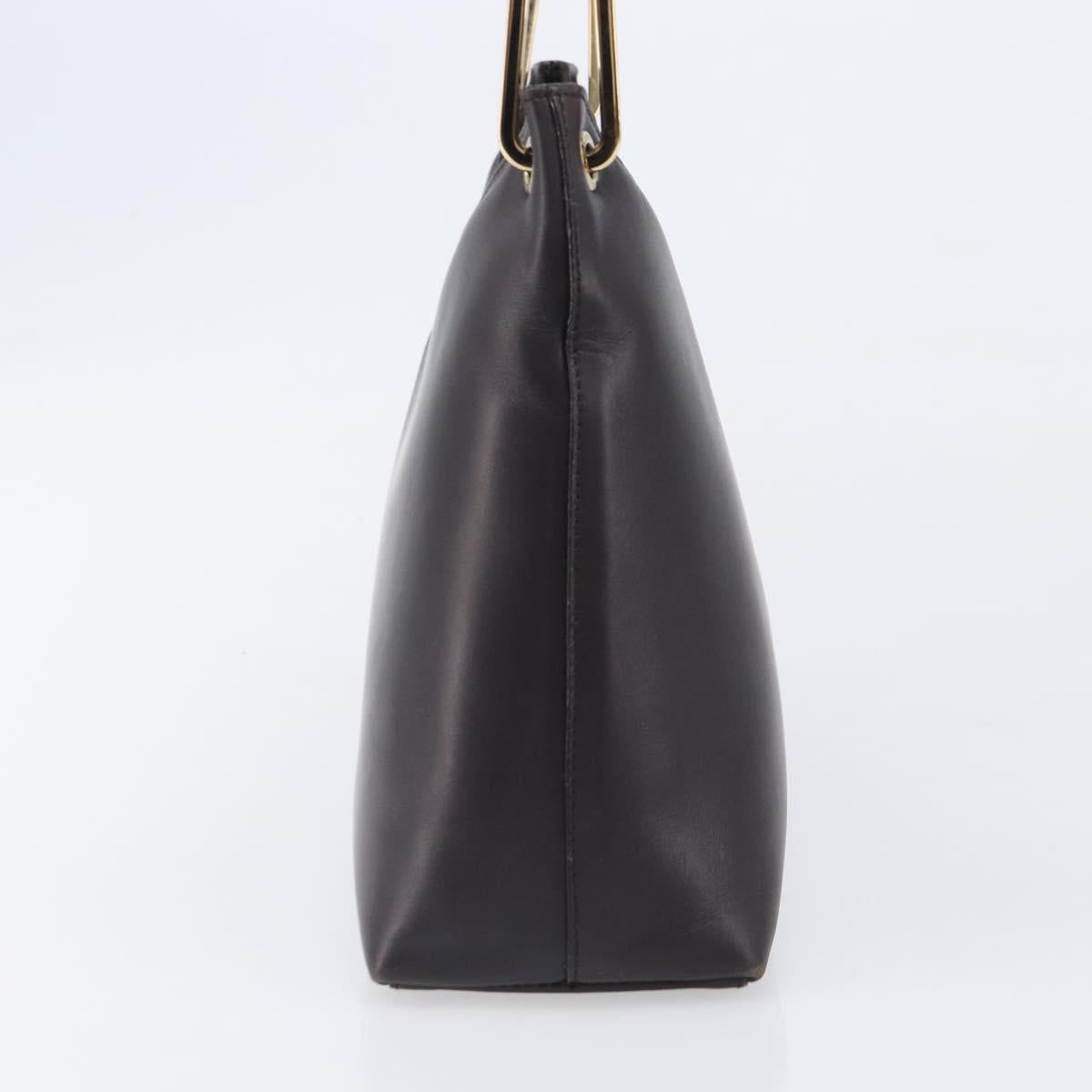 GUCCI Bamboo Hand Bag Leather Dark Brown Gold 001 3008 Auth ep15854