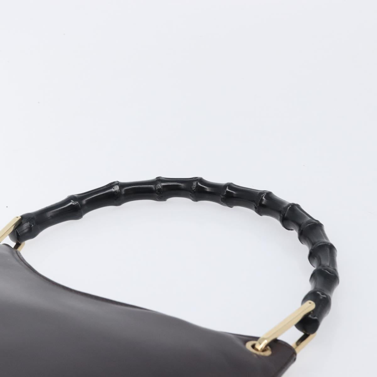GUCCI Bamboo Hand Bag Leather Dark Brown Gold 001 3008 Auth ep15854