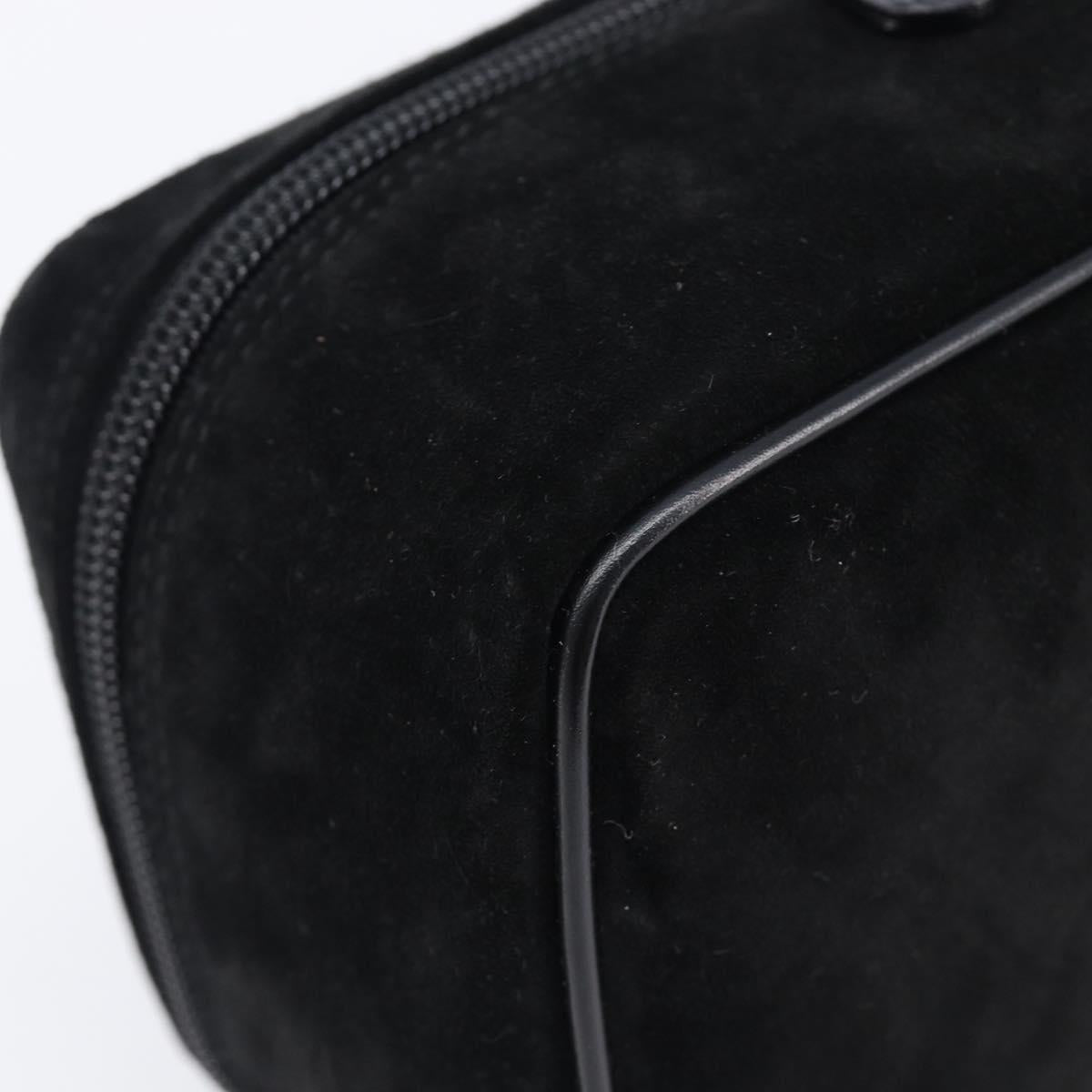 GUCCI Horsebit Vanity Bag Hand Bag Suede Black Silver 032 1705 0141 Auth ep15860