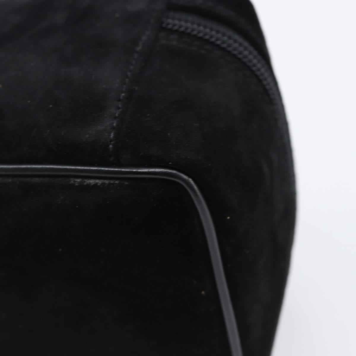 GUCCI Horsebit Vanity Bag Hand Bag Suede Black Silver 032 1705 0141 Auth ep15860