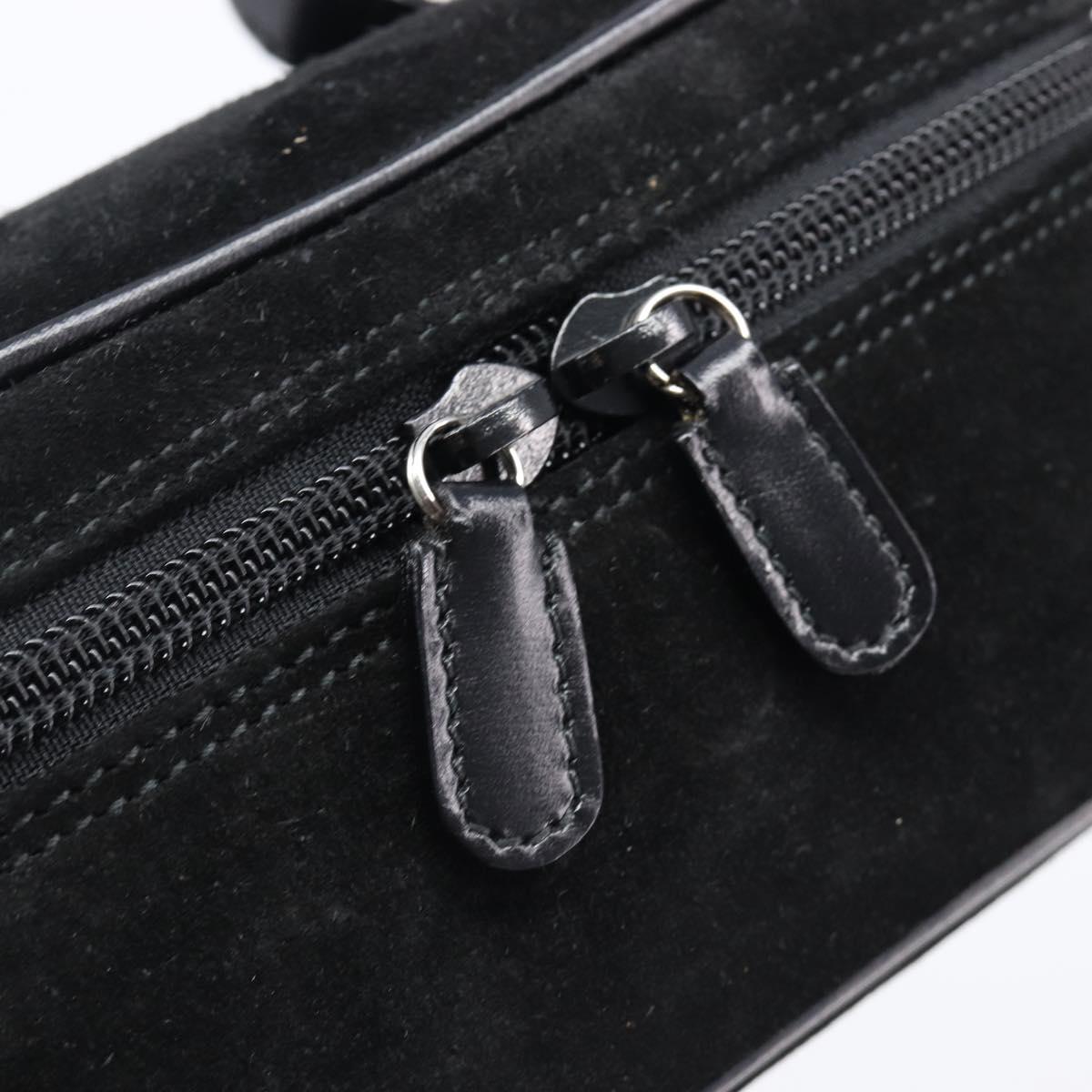 GUCCI Horsebit Vanity Bag Hand Bag Suede Black Silver 032 1705 0141 Auth ep15860