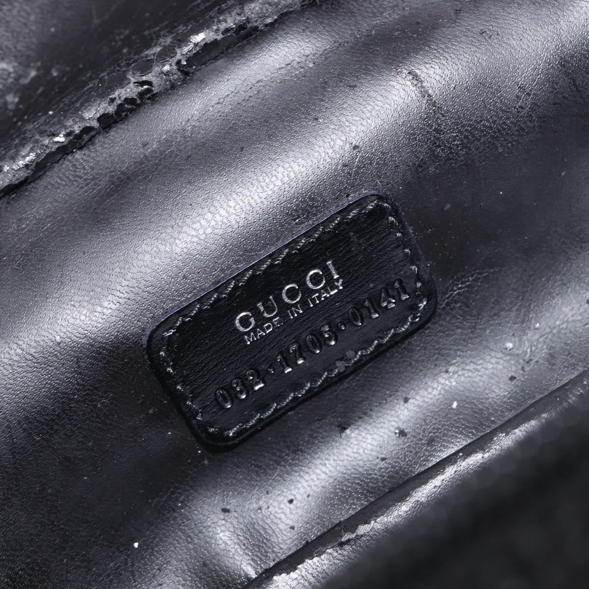 GUCCI Horsebit Vanity Bag Hand Bag Suede Black Silver 032 1705 0141 Auth ep15860