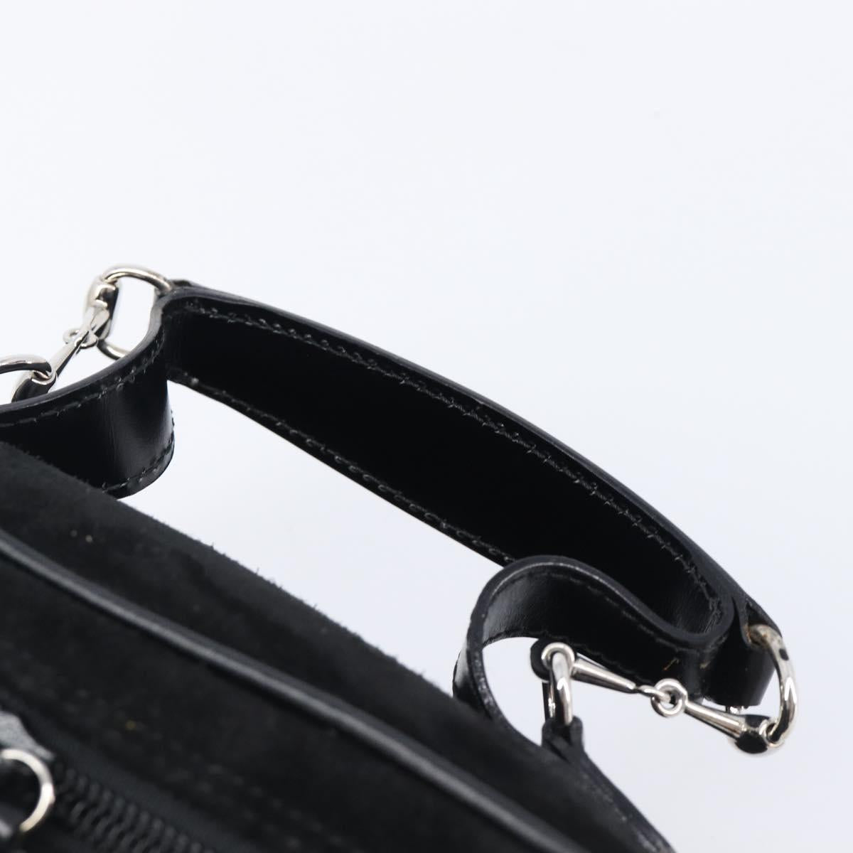 GUCCI Horsebit Vanity Bag Hand Bag Suede Black Silver 032 1705 0141 Auth ep15860