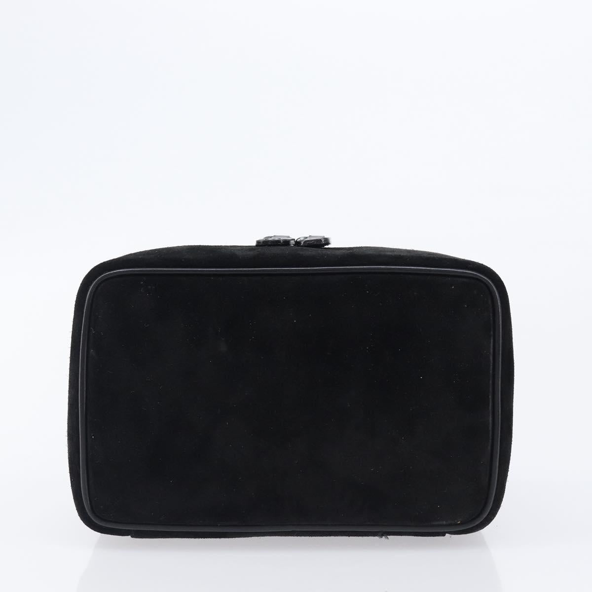 GUCCI Horsebit Vanity Bag Hand Bag Suede Black Silver 032 1705 0141 Auth ep15860