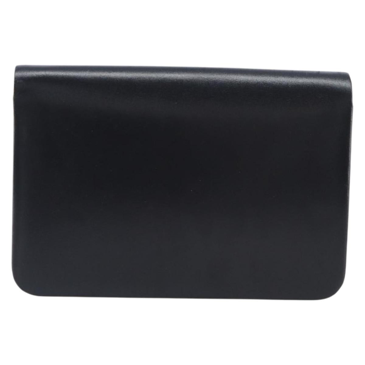 Christian Dior Chain Shoulder Bag Leather Black Gold Auth ep15864