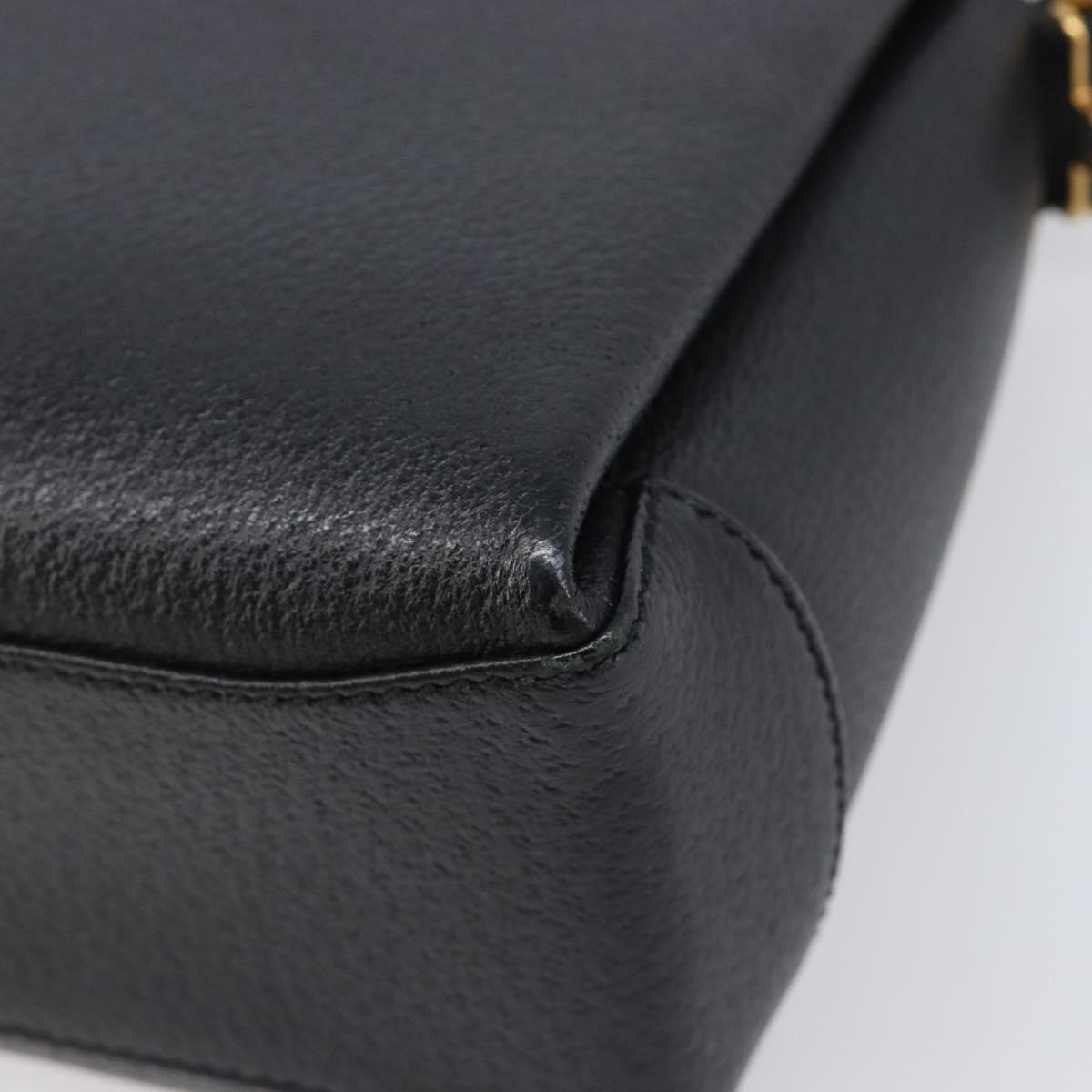 GUCCI Bamboo Hand Bag Leather Black Gold 000 926 0175 Auth ep15867A