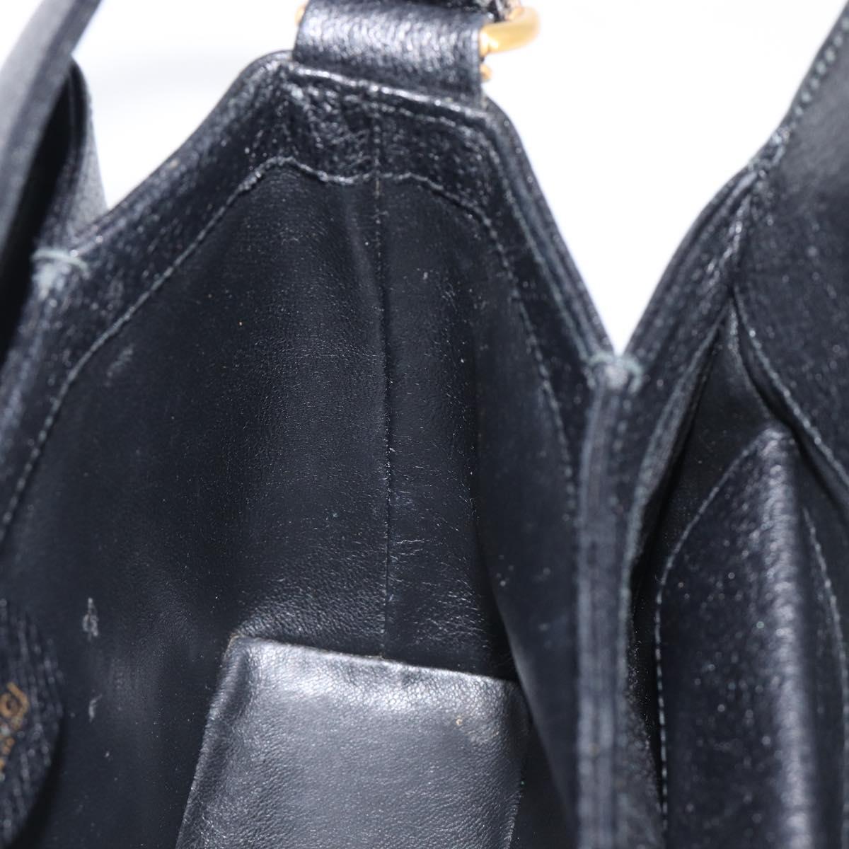 GUCCI Bamboo Hand Bag Leather Black Gold 000 926 0175 Auth ep15867A